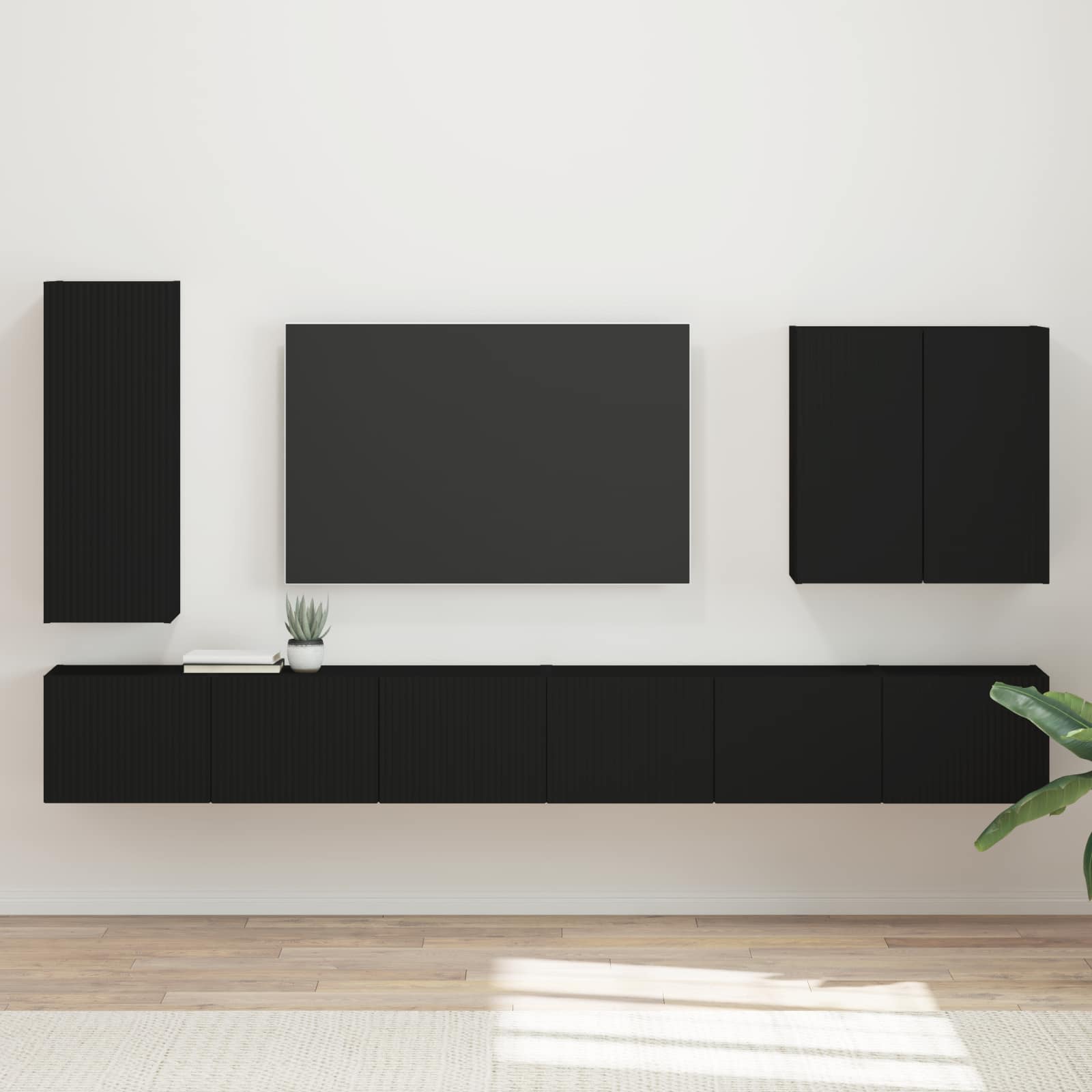 TV-Wandregal-Set 6 stk. Schwarz