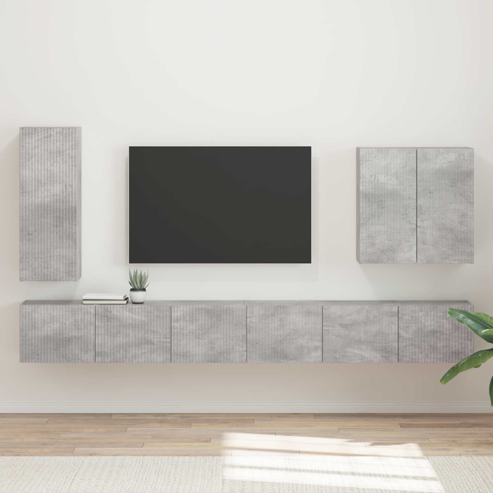 TV-Wandregal-Set 6 stk. Beton Grau