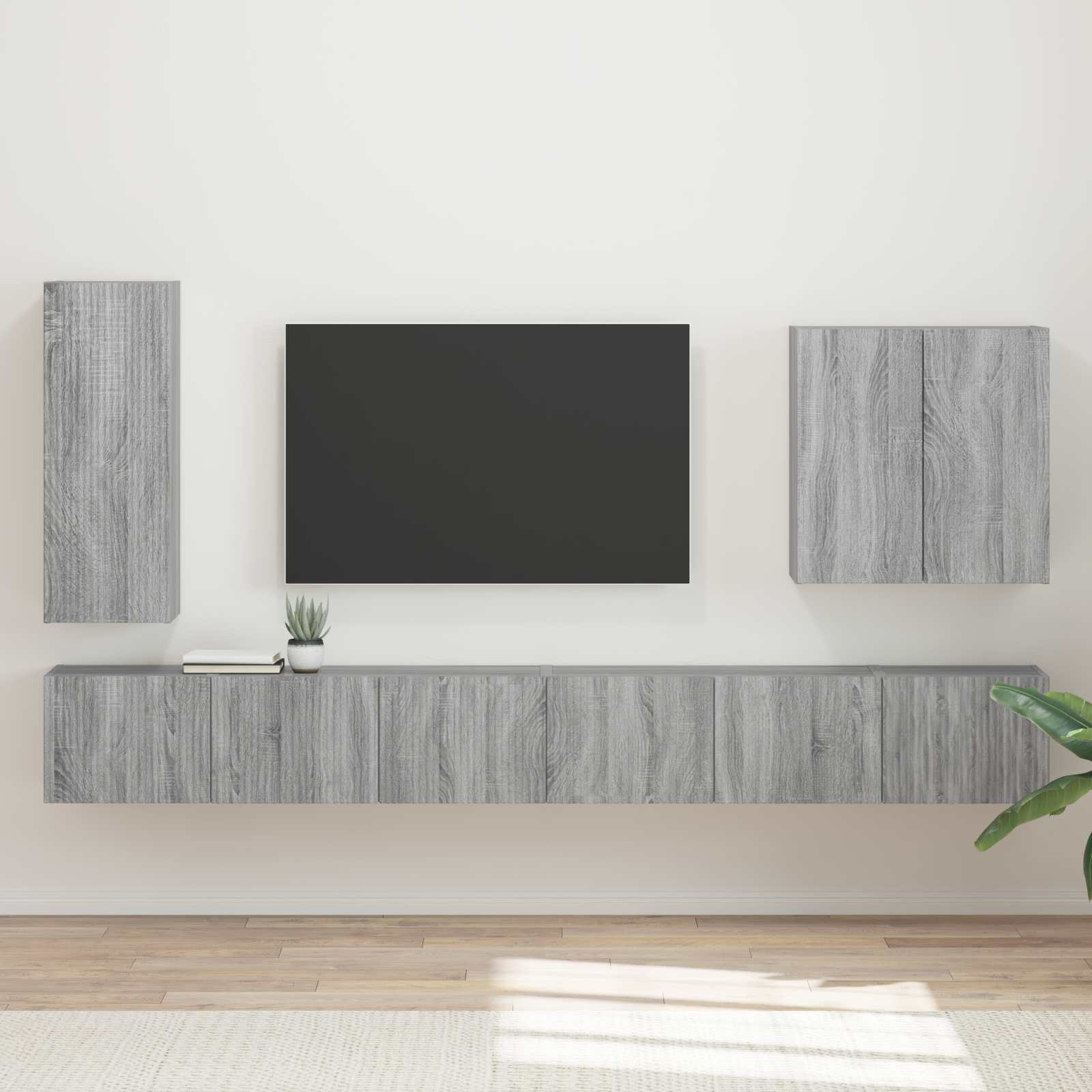 TV-Wandregal-Set 6 stk. Graues Sonoma