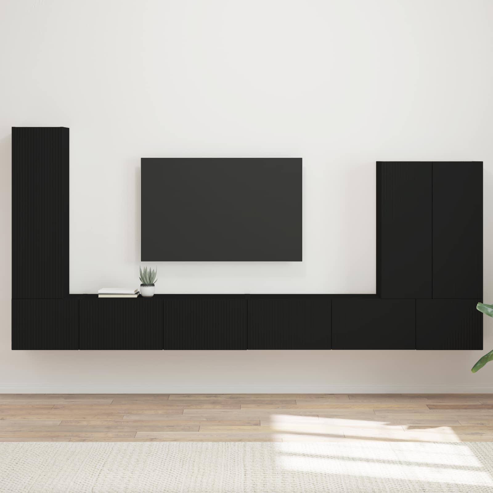 TV-Wandregal-Set 6 stk. Schwarz