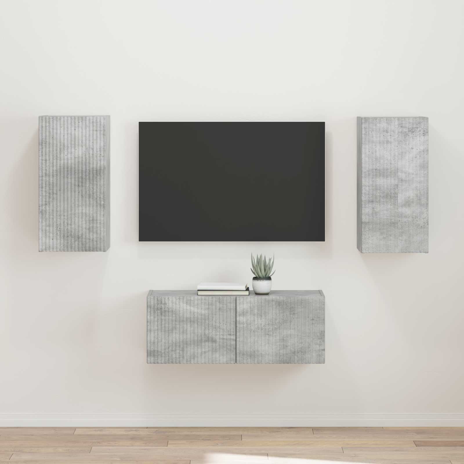 TV-Schrankset 2 stk. Beton Grau Holzwerkstoff