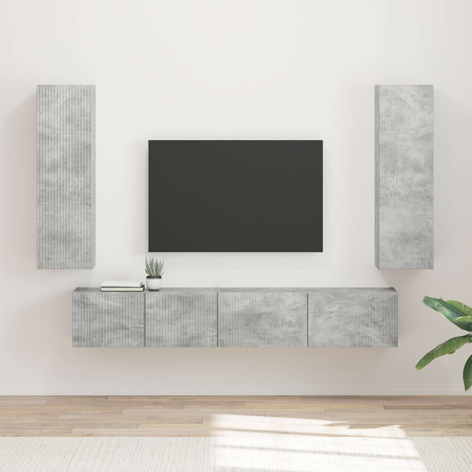 TV-Schrankset 3 stk. Betongrau Holzwerkstoff