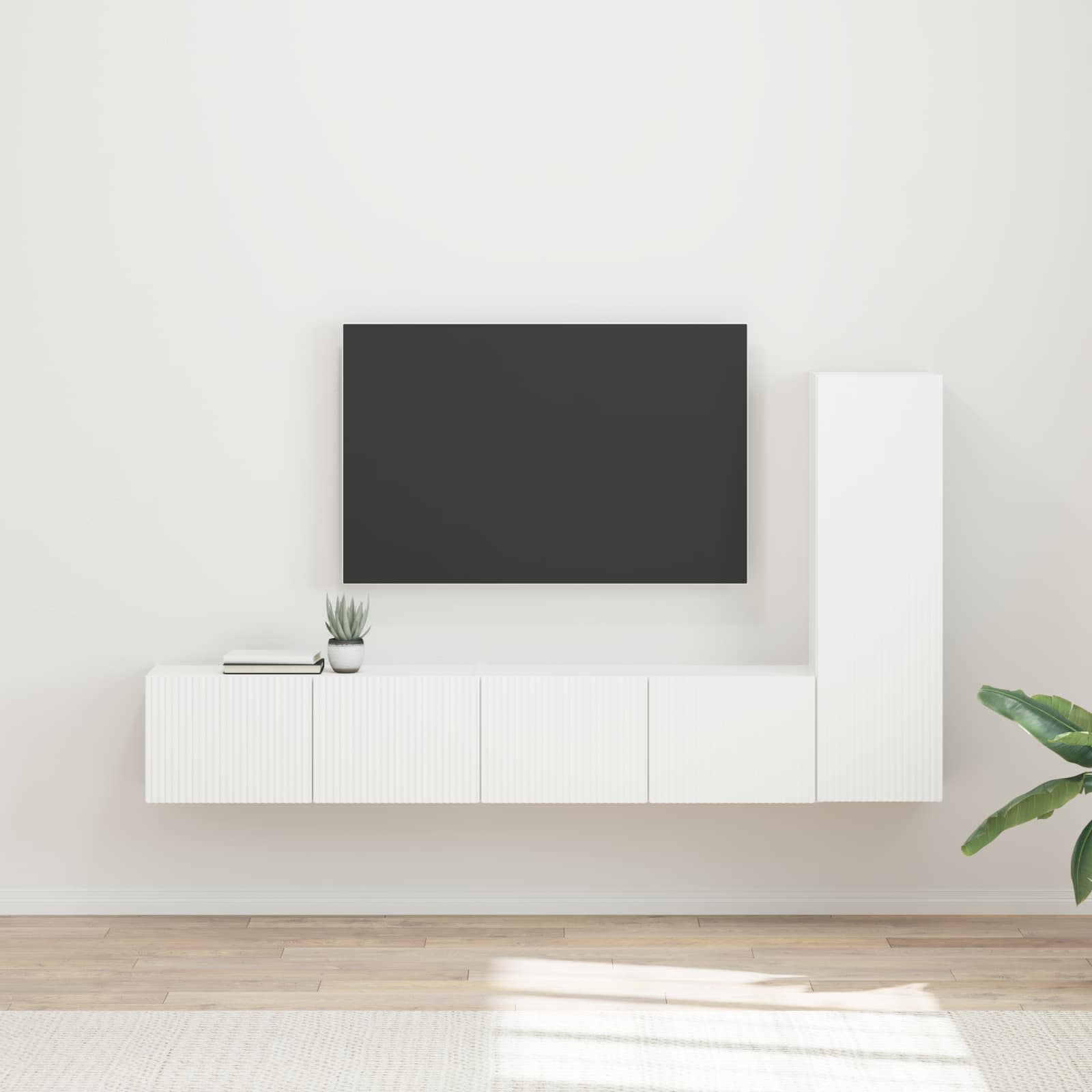 TV-Schrankset 3 stk. Weiß Holzwerkstoff