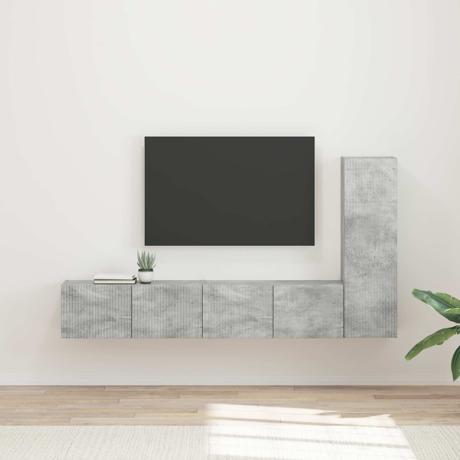 TV-Schrankset 3 stk. Beton Grau Holzwerkstoff