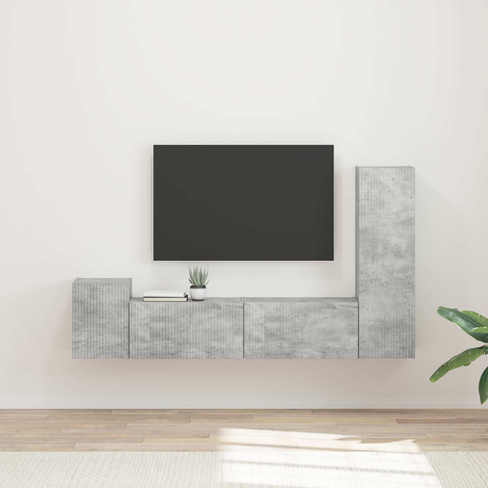 TV-Schrankset 4 stk. Beton Grau Holzwerkstoff