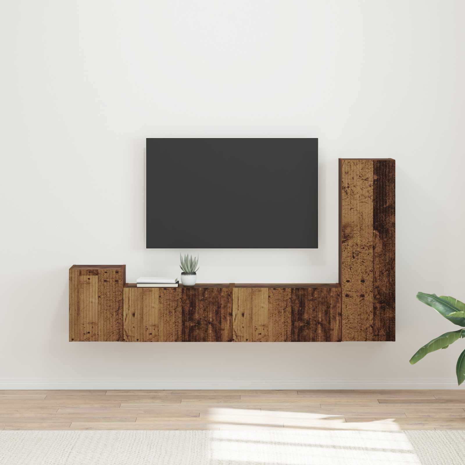 TV-Schrankset 4 stk. Altholz Holzwerkstoff