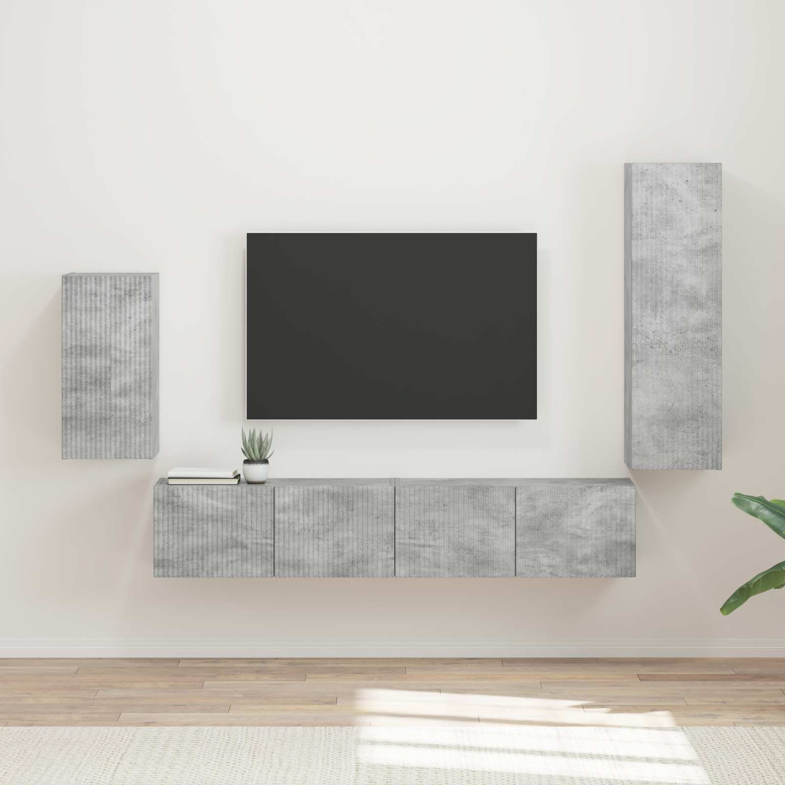 TV-Schrankset 4 stk. Beton Grau Holzwerkstoff
