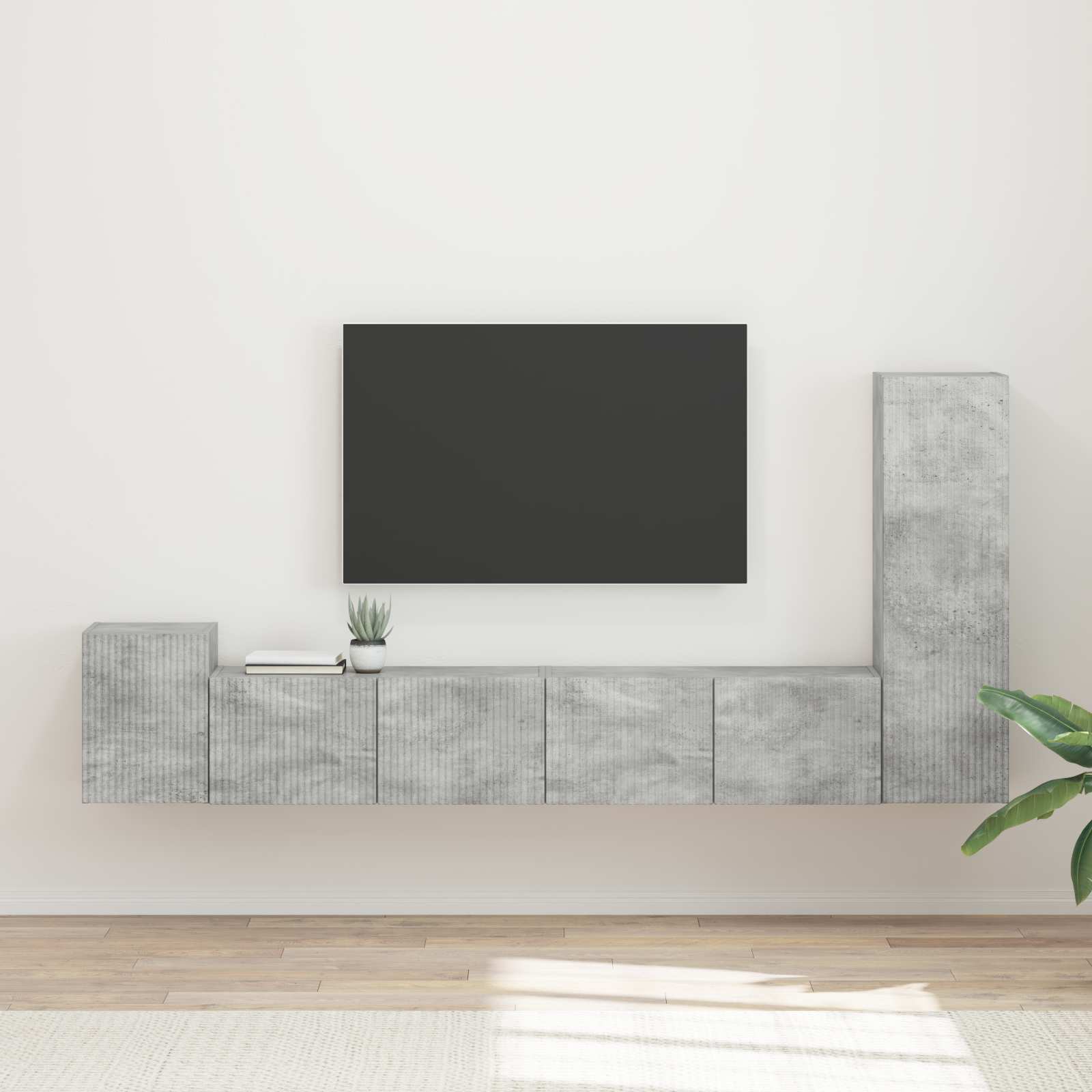 TV-Schrankset 3 stk. Beton Grau Holzwerkstoff