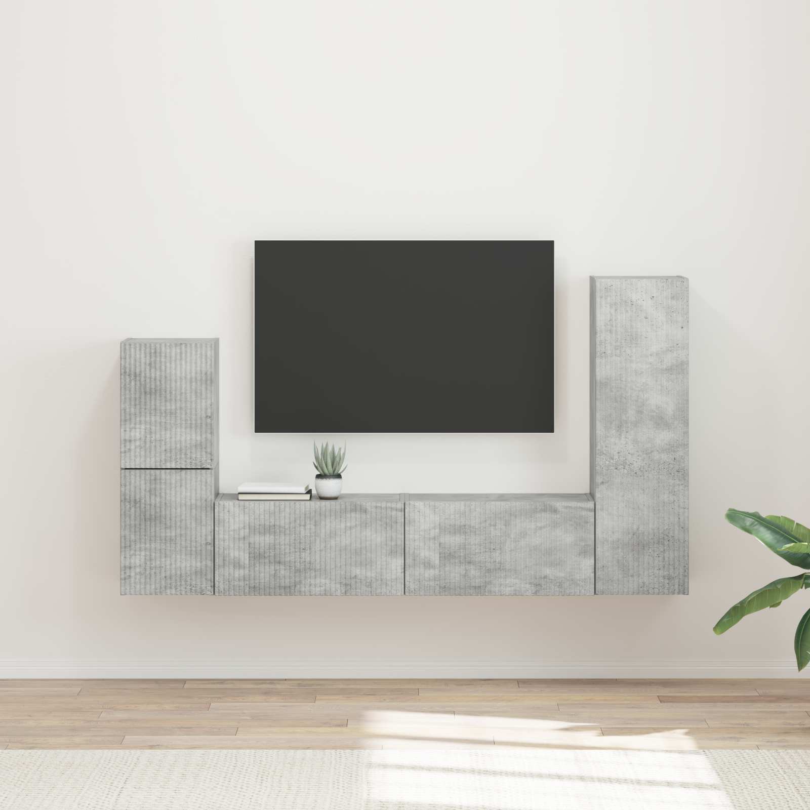 TV-Schrankset 4 stk. Beton Grau Holzwerkstoff