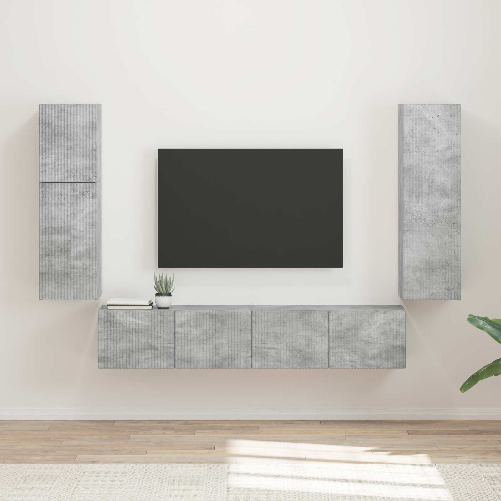 TV-Schrankset 4 stk. Betongrau Holzwerkstoff