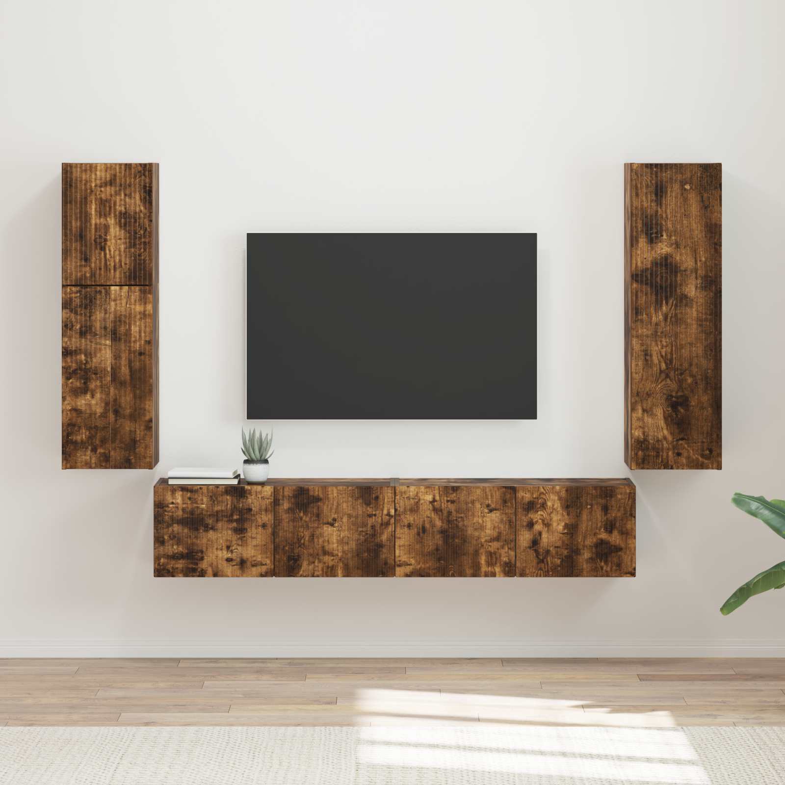 TV-Schrankset 4 stk. Räuchereiche Holzwerkstoff