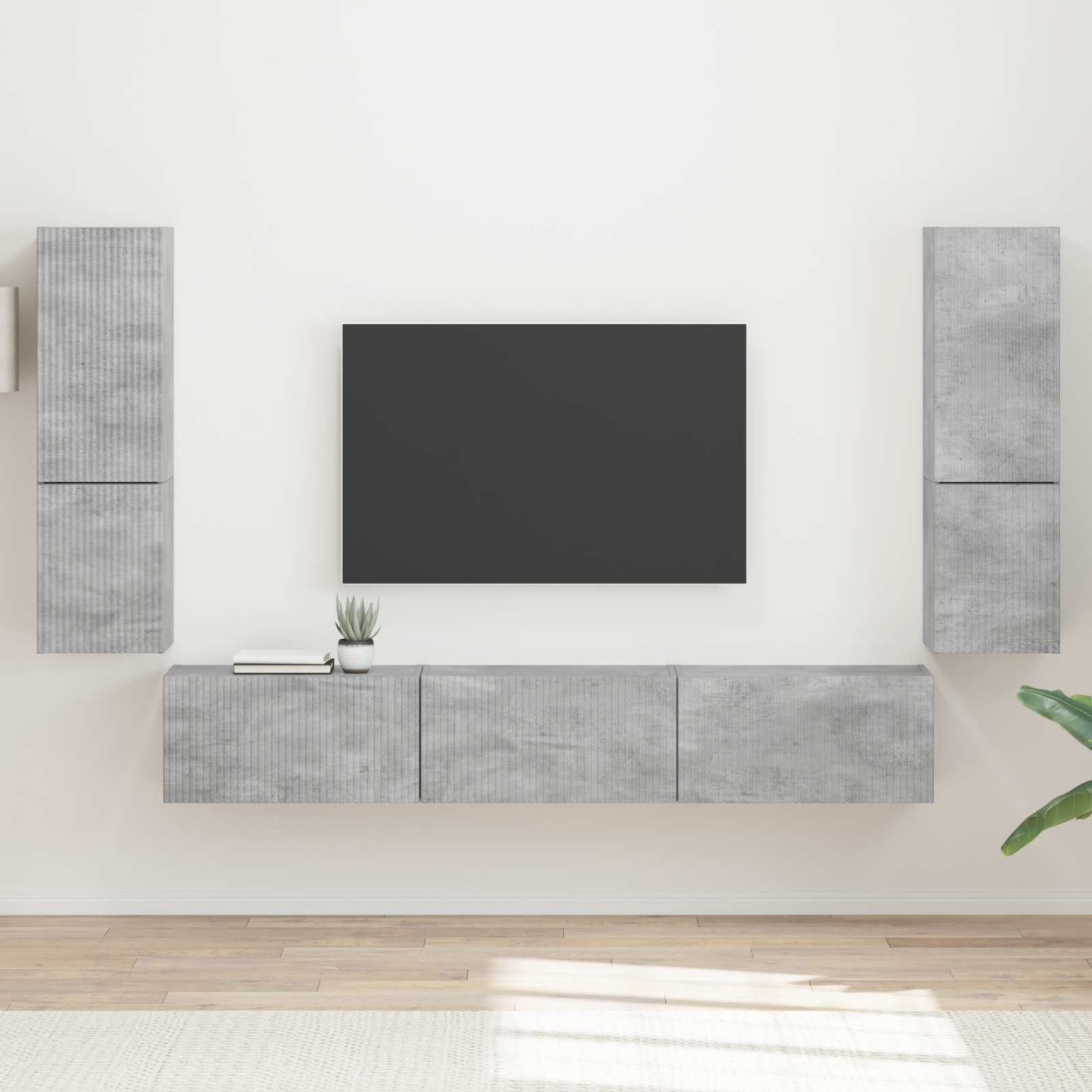 TV-Schrankset 4 stk. Beton Grau Holzwerkstoff