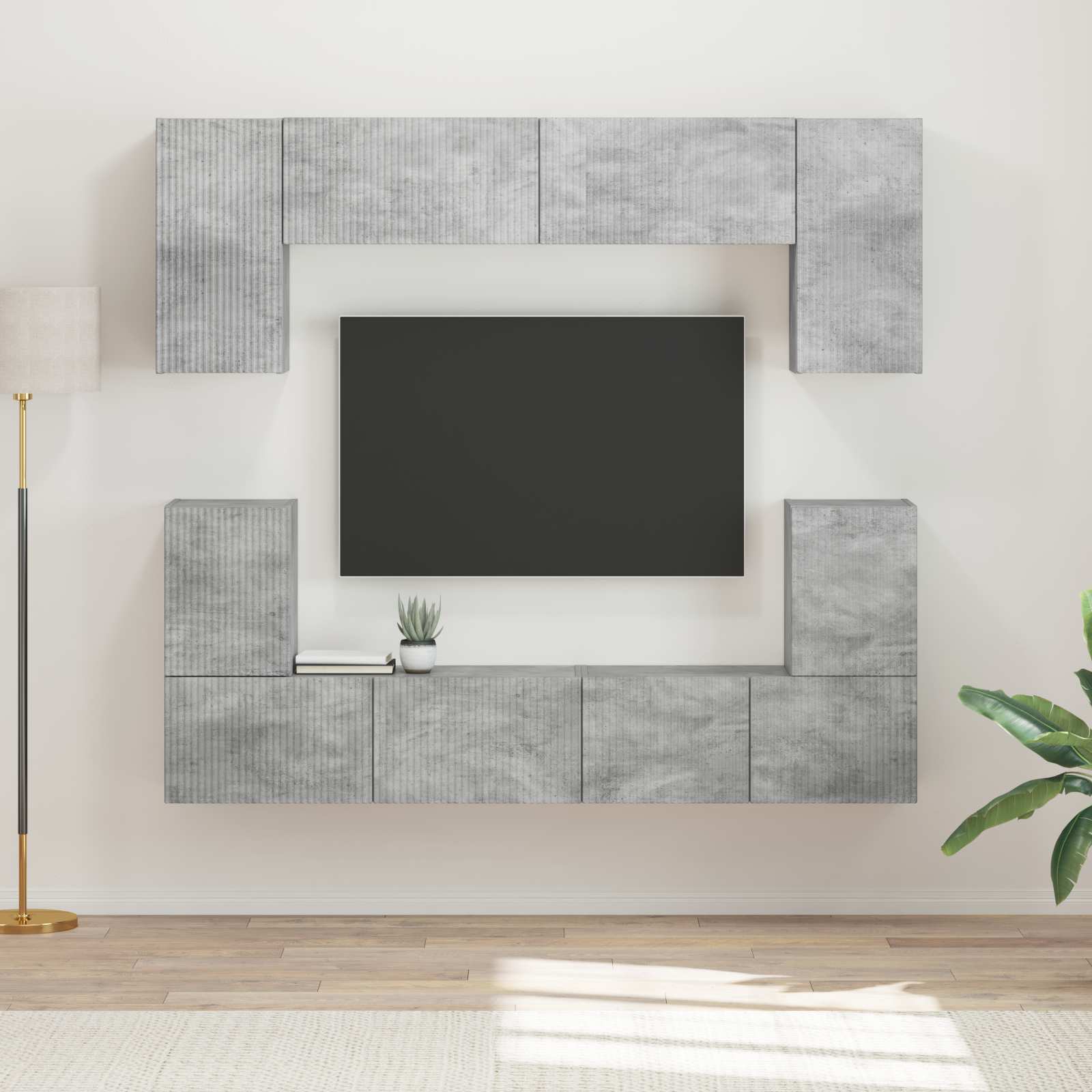TV-Schrankset 5 stk. Beton Grau Holzwerkstoff