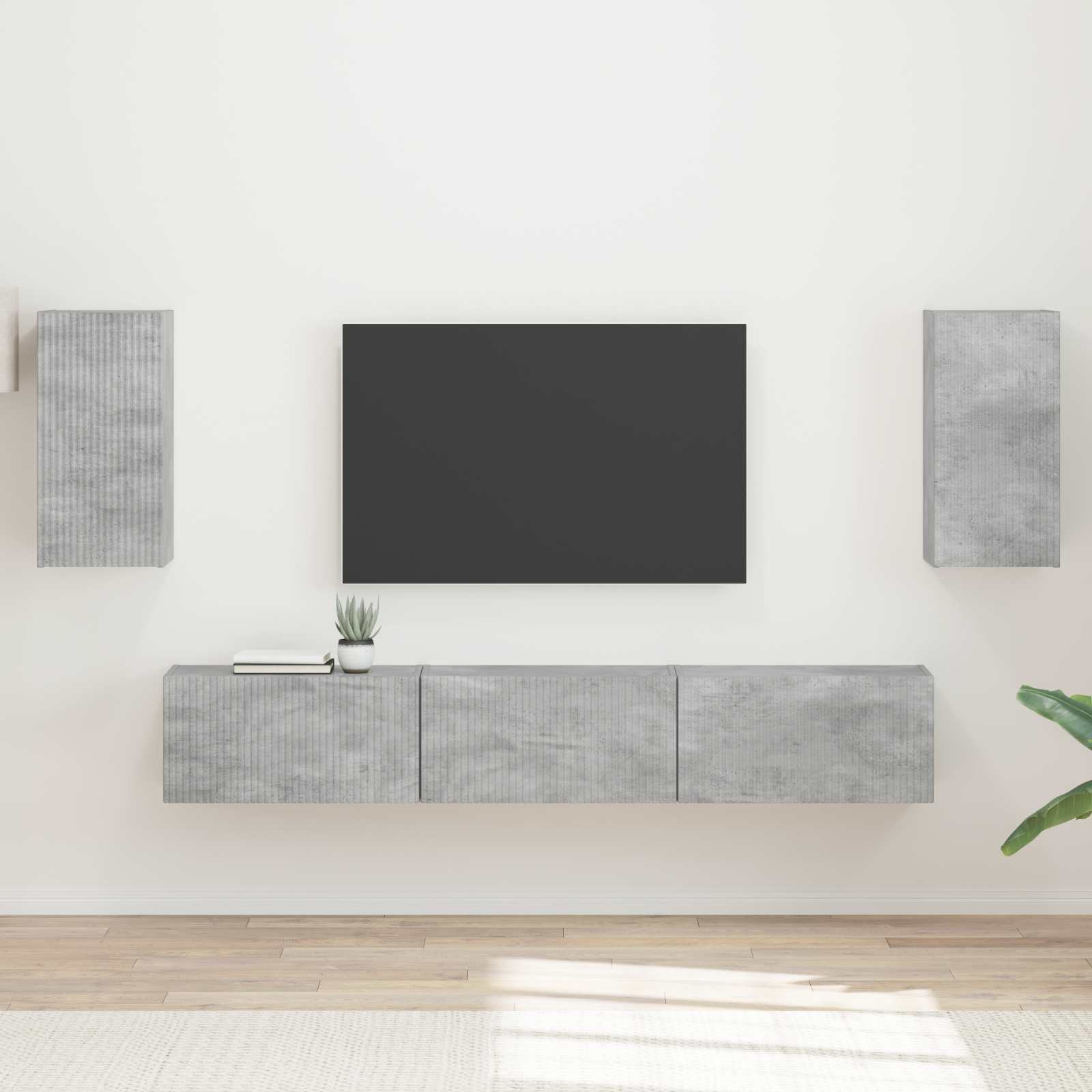 TV-Schrankset 5 stk. Betongrau Holzwerkstoff