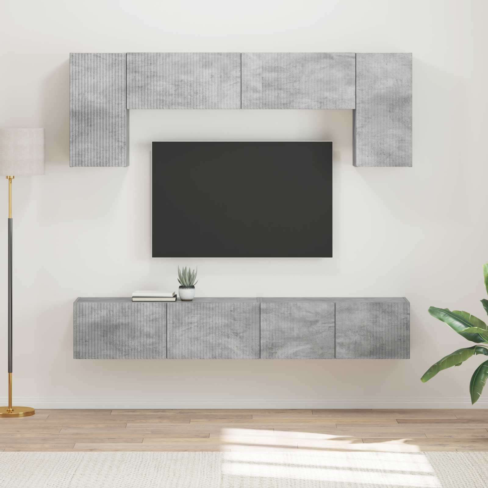 TV-Schrankset 4 stk. Beton Grau Holzwerkstoff