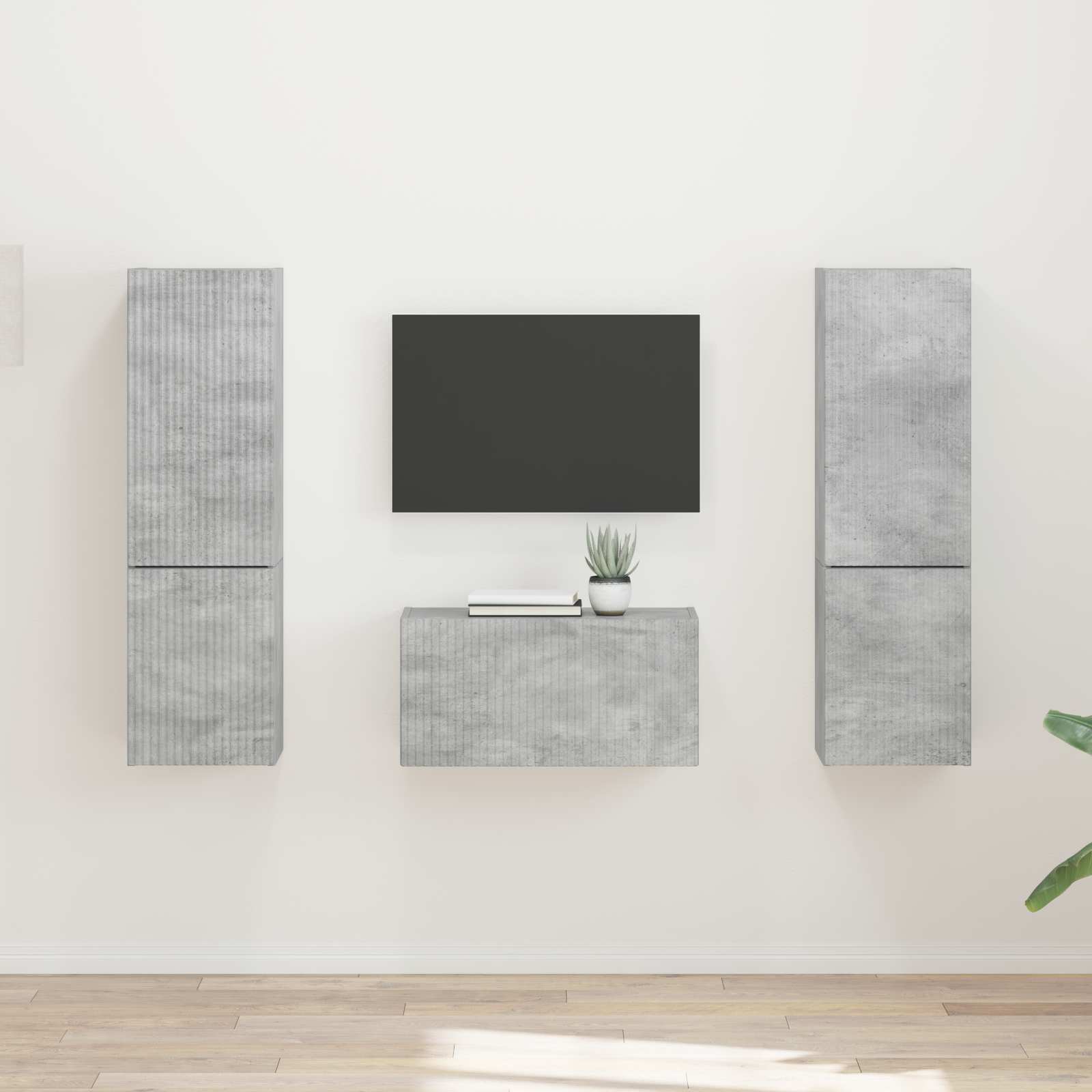 TV-Schrankset 5 stk. Betongrau Holzwerkstoff