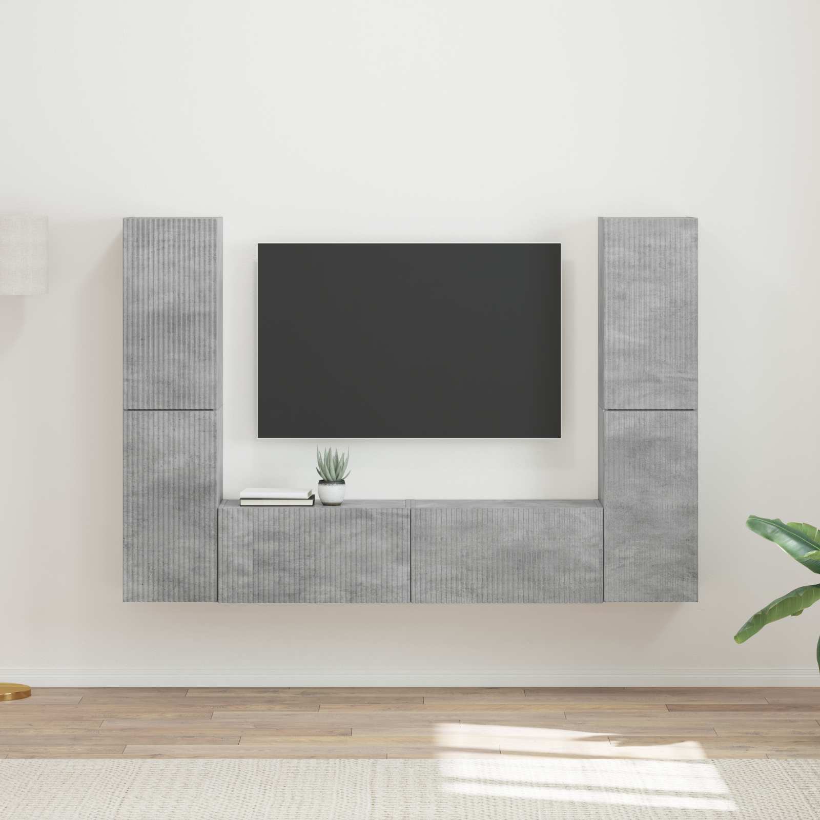 TV-Schrankset 6 stk. Betongrau Holzwerkstoff