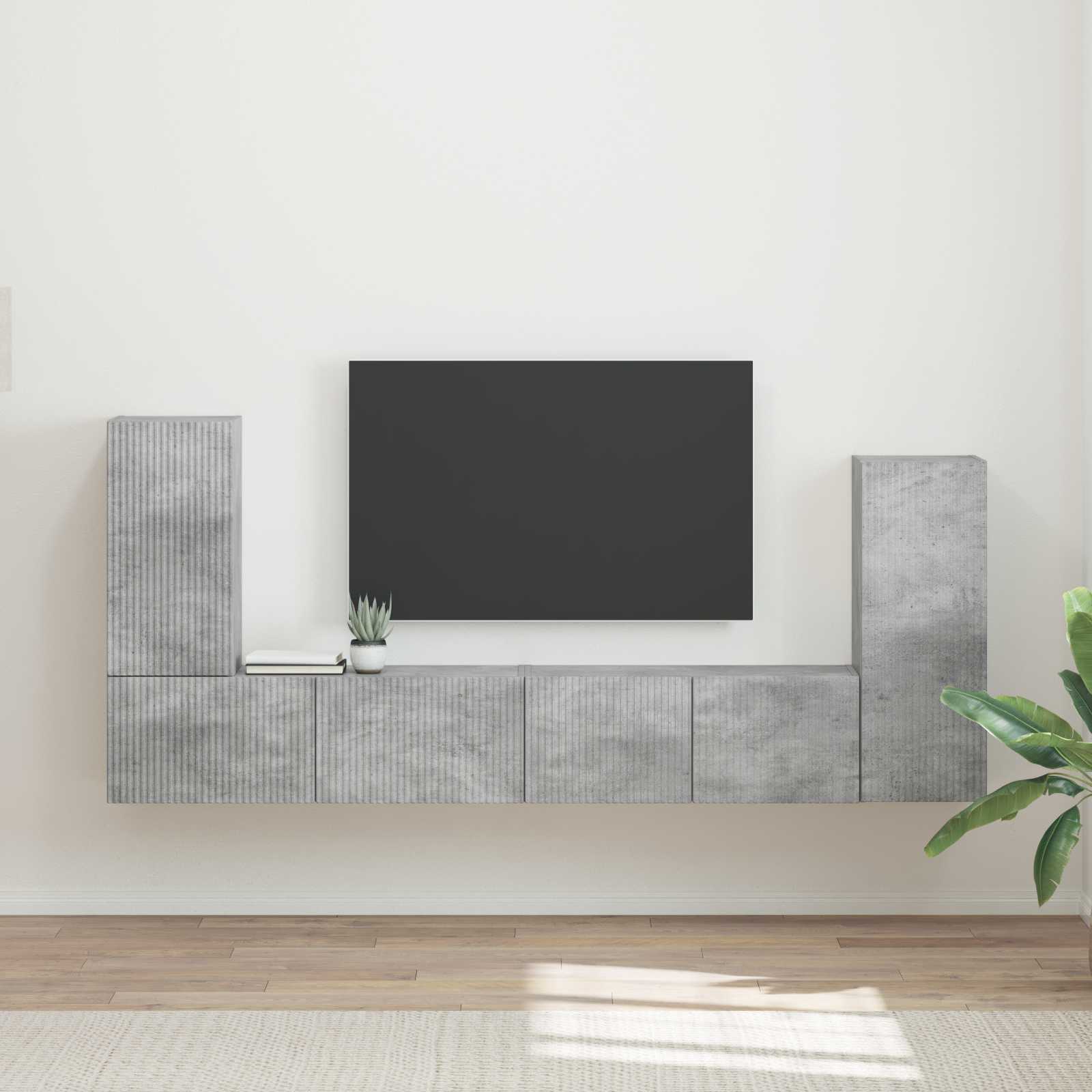 TV-Schrankset 4 stk. Betongrau Holzwerkstoff