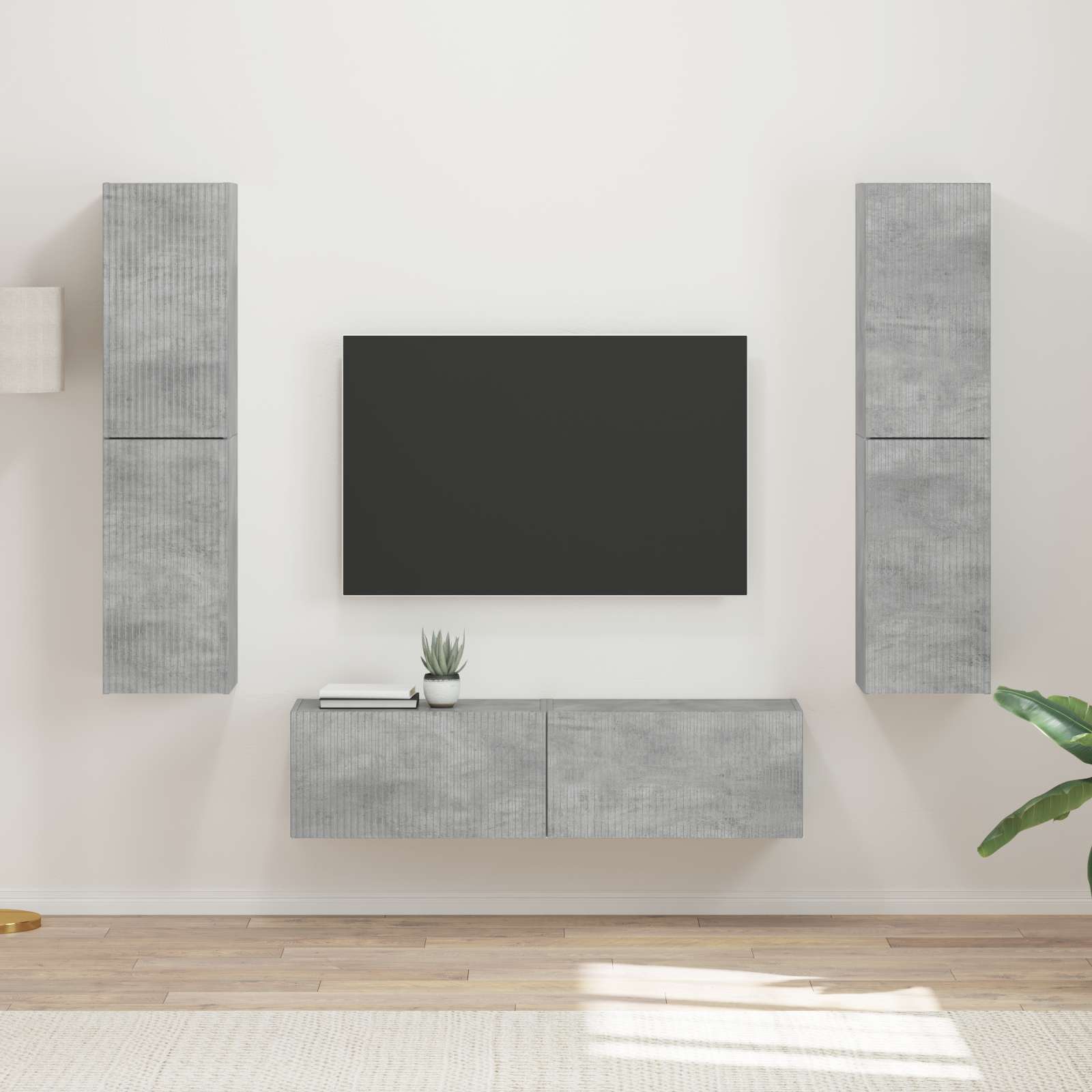 TV-Schrankset 6 stk. Betongrau Holzwerkstoff