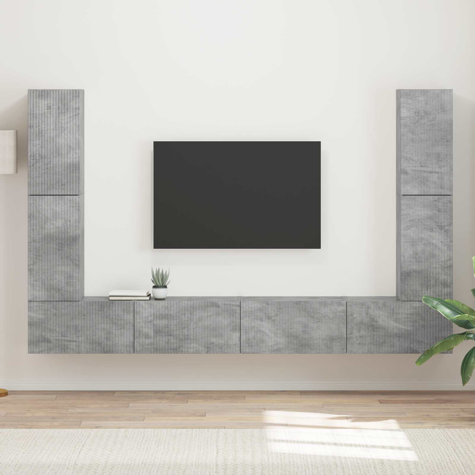 TV-Schrankset 8 stk. Beton Grau Holzwerkstoff