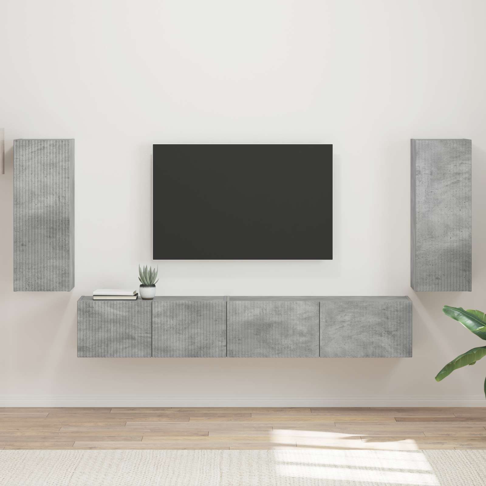 TV-Schrankset 4 stk. Betongrau Holzwerkstoff