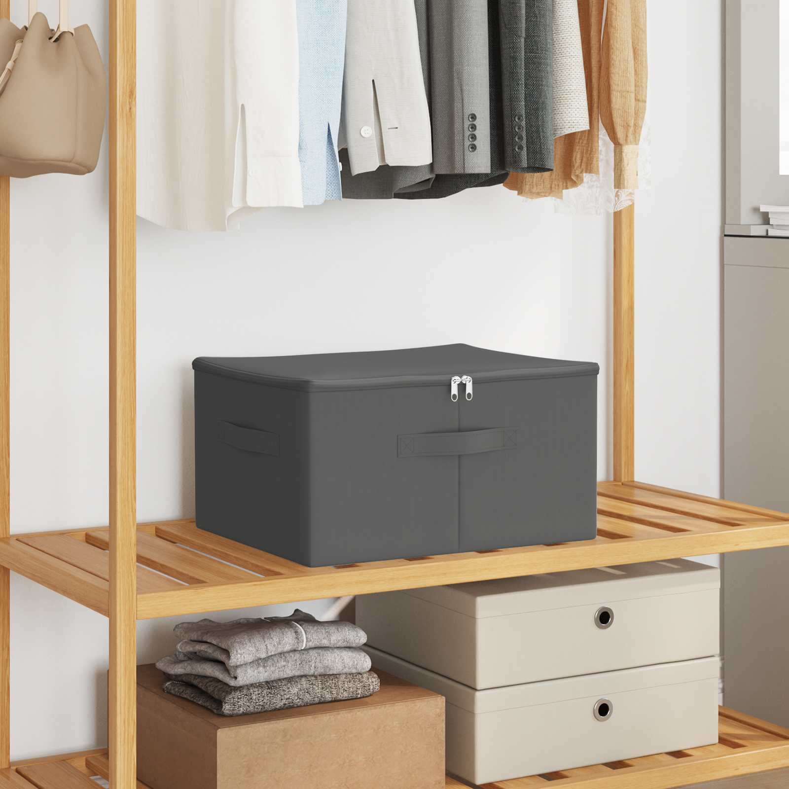 Aufbewahrungsbox Vliesstoff 43 x 34 x 23 cm 33,6 L Anthrazit