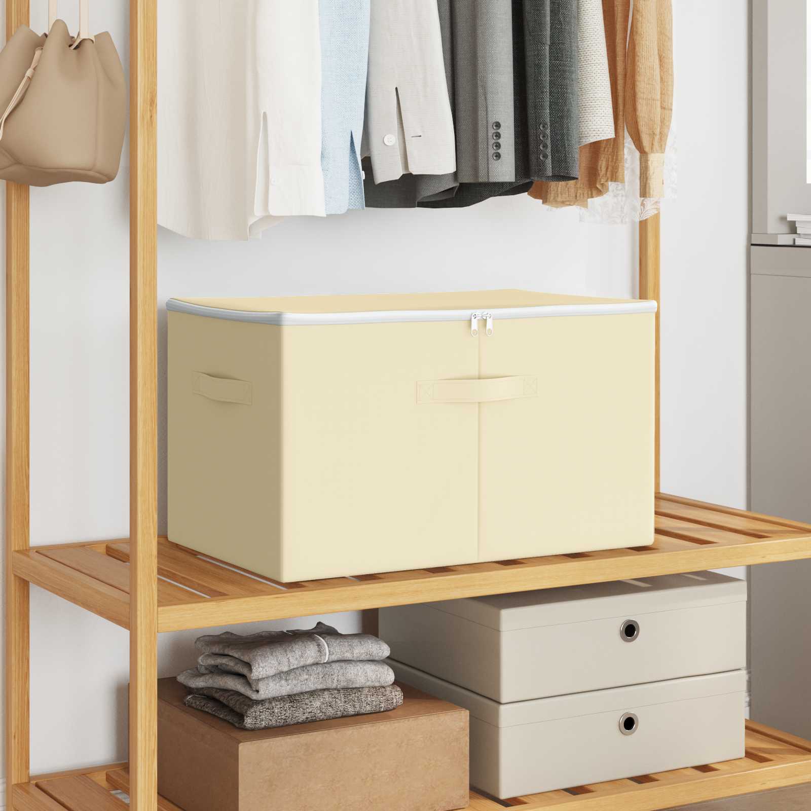 Aufbewahrungsbox 2 stk. Vliesstoff 55 x 35 x 32 cm 61,6 L Creme