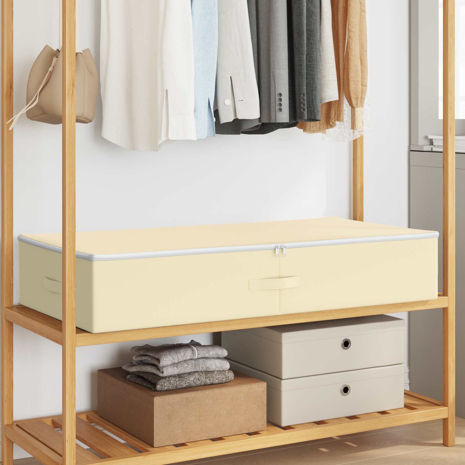 Aufbewahrungsbox 6 stk. Vliesstoff 100 x 50 x 18 cm 90 l Creme