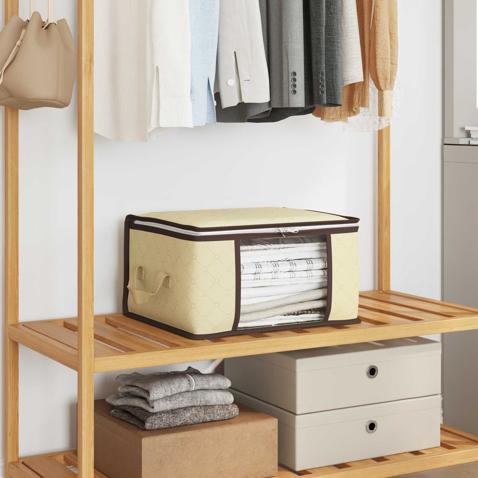 Aufbewahrungsbox mit transparentem Seitenfenster Creme