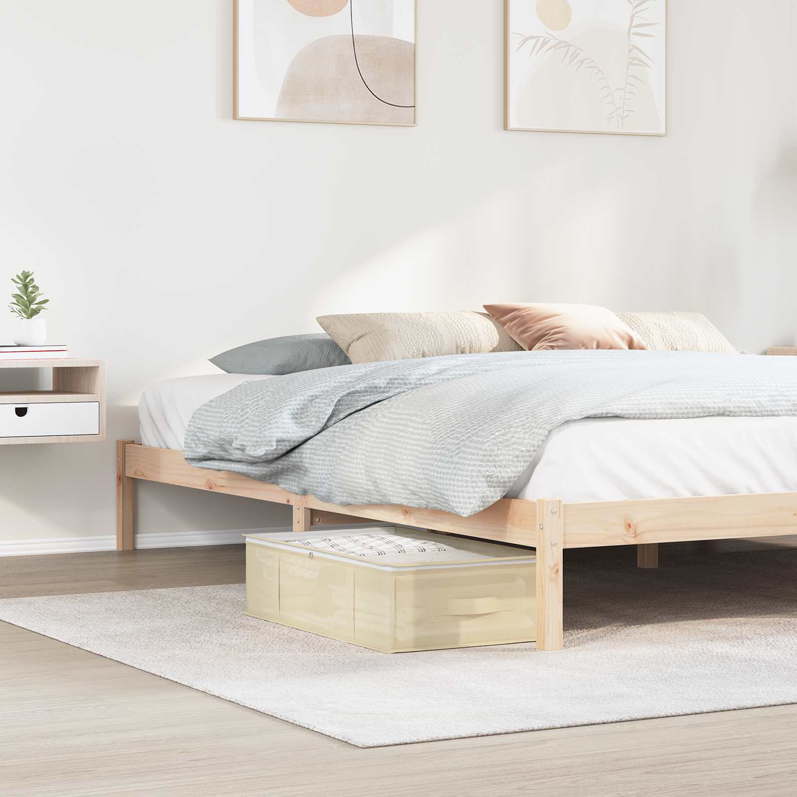 Aufbewahrungsbox mit transparentem Oberfenster Creme Vliesstoff