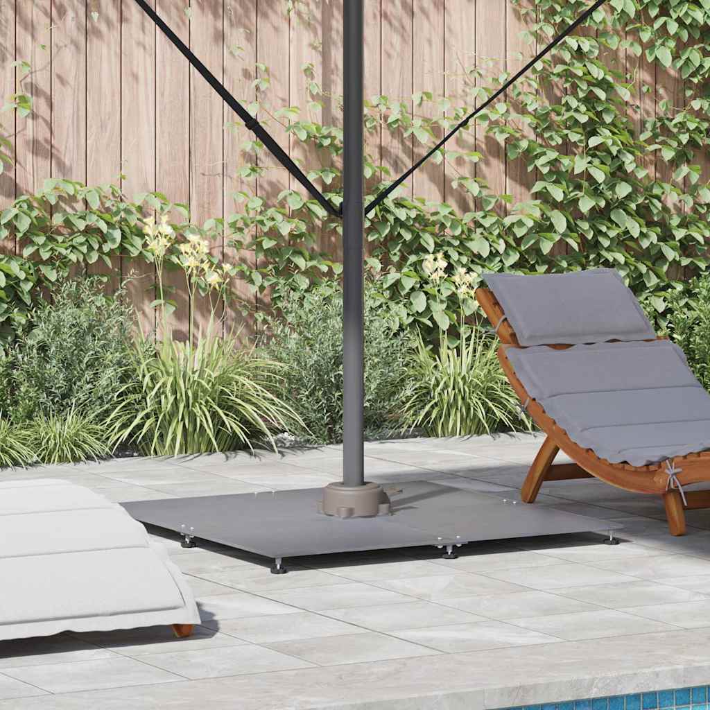 Sonnenschirmständer 52 kg Dunkelgrau Holzlook Stahl Quadratisch