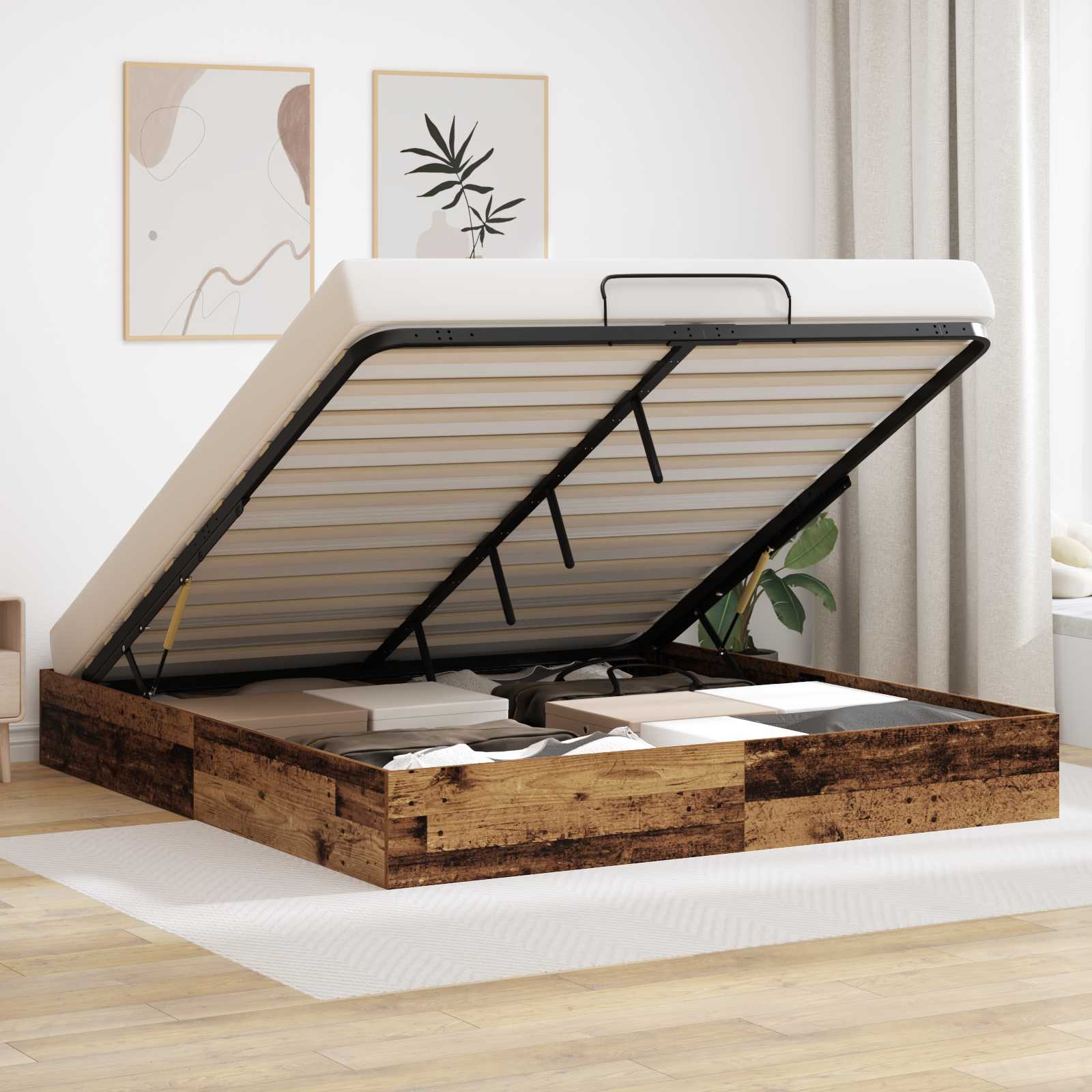 Ottoman Bettgestell Altholz 203 x 180 x 25 cm Holzwerkstoff