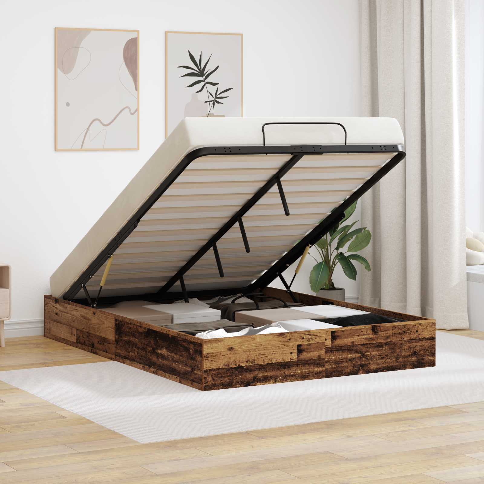 Ottoman Bettgestell Altholz 203 x 140 x 25 cm Holzwerkstoff