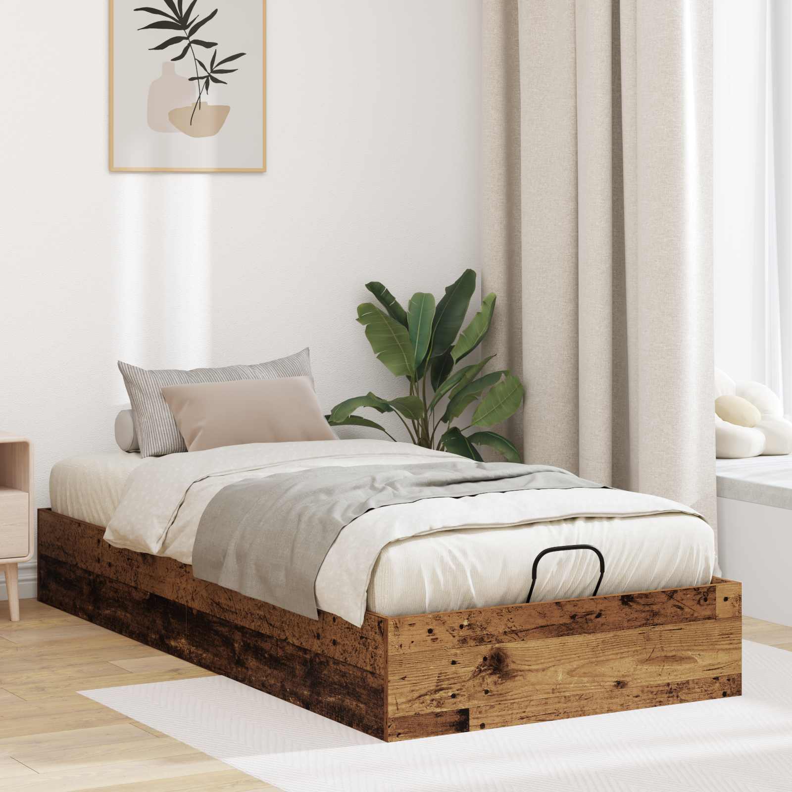 Ottoman Bettgestell Altholz 203 x 90 x 25 cm Holzwerkstoff
