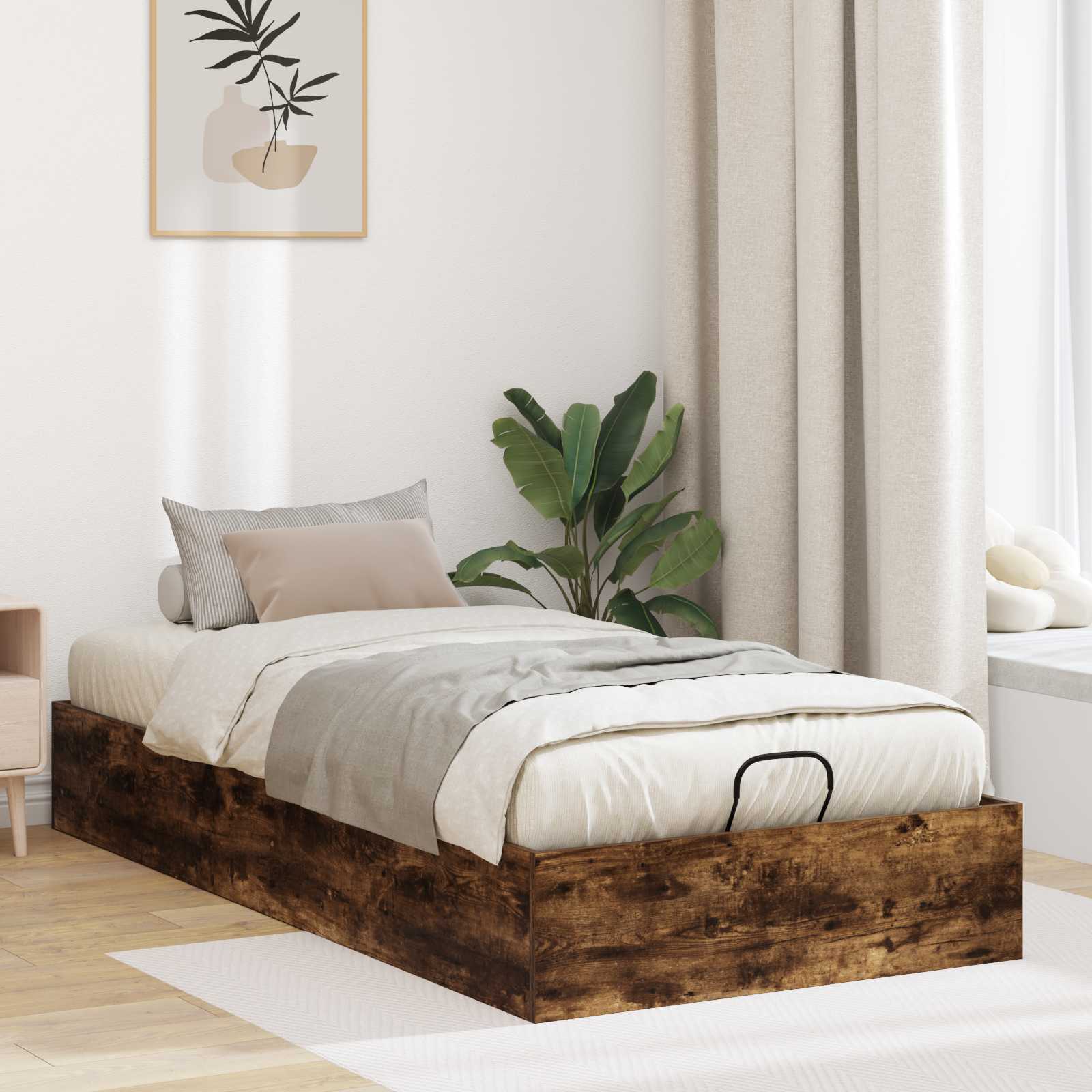 Ottoman Bettgestell Räuchereiche 80,5 x 200 cm Holzwerkstoff