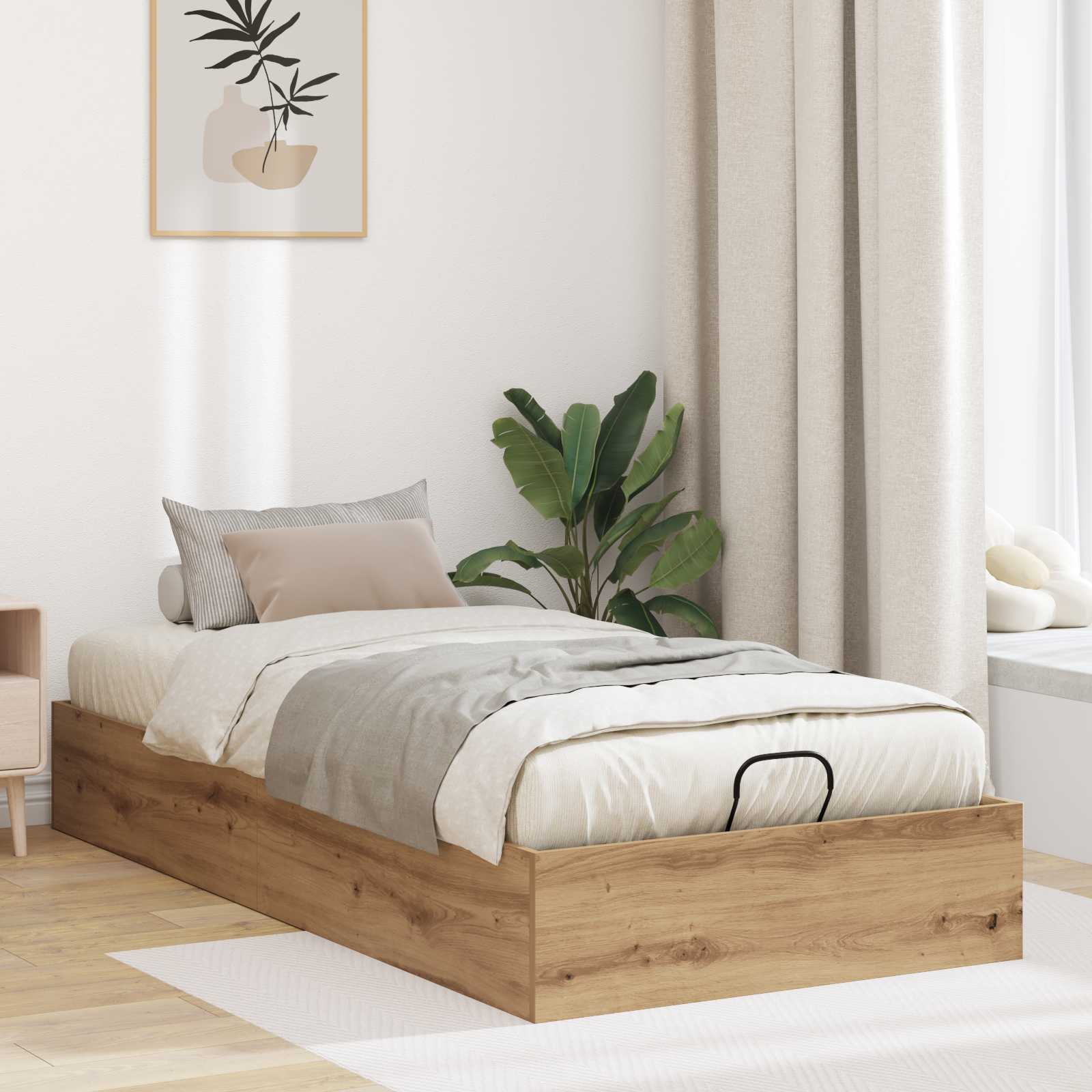 Ottoman Bettgestell Artisan-Eiche 75,5 x 190 cm Holzwerkstoff