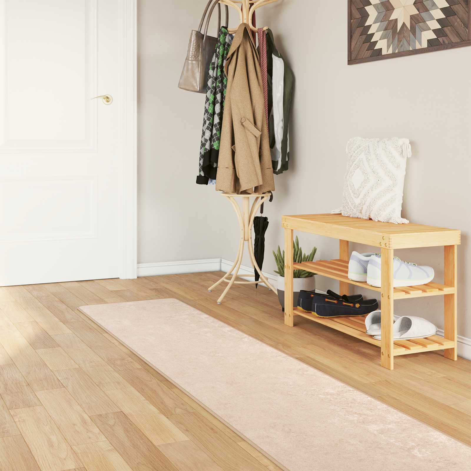 Teppichläufer MARSA Creme 50 x 400 cm Polyester und PVC