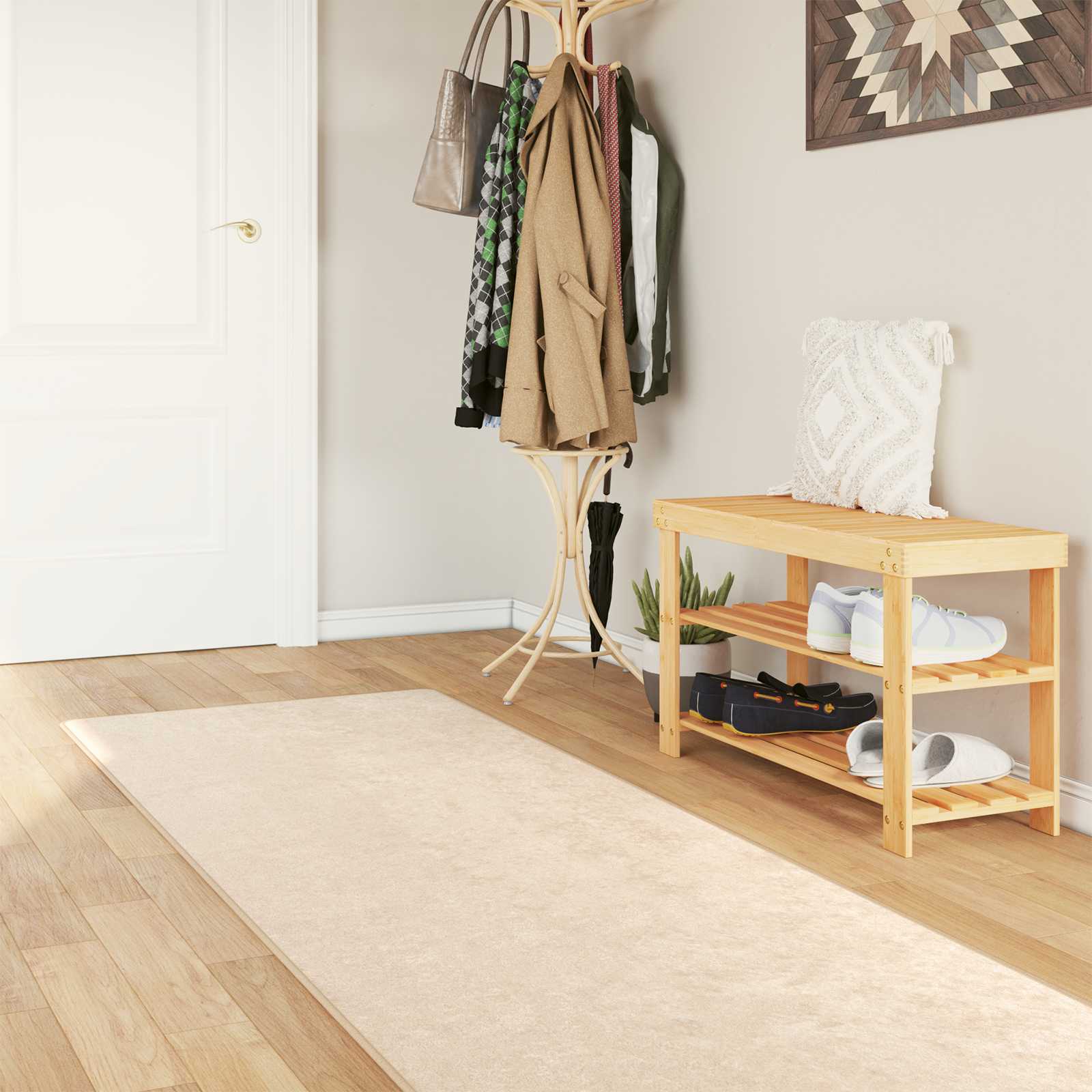 Teppichläufer MARSA Creme 80 x 250 cm Polyester und PVC