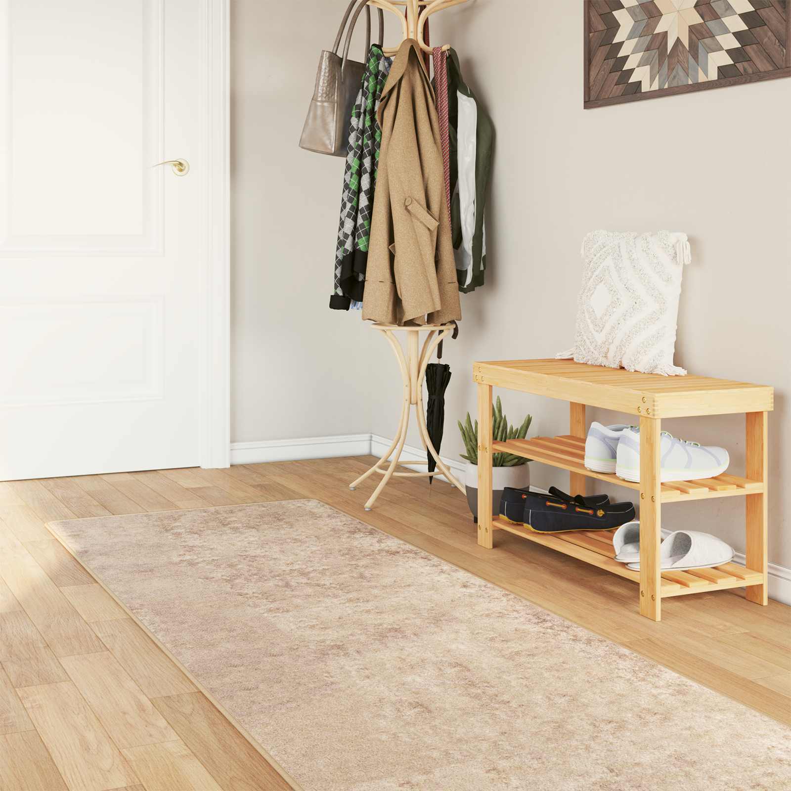 Teppichläufer MARSA Beige 100 x 400 cm Polyester und PVC