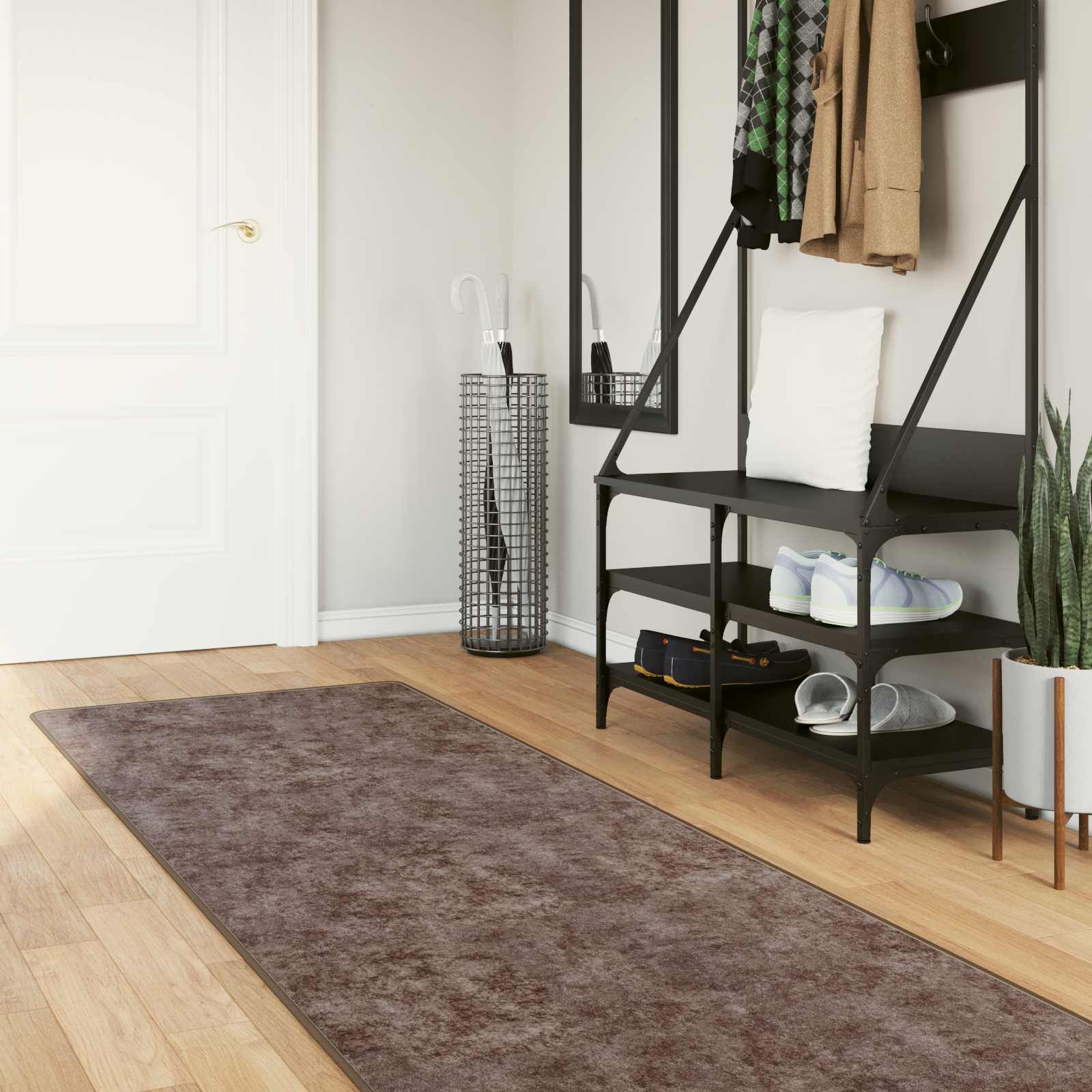 Teppichläufer MARSA Grau 100 x 450 cm Polyester und PVC