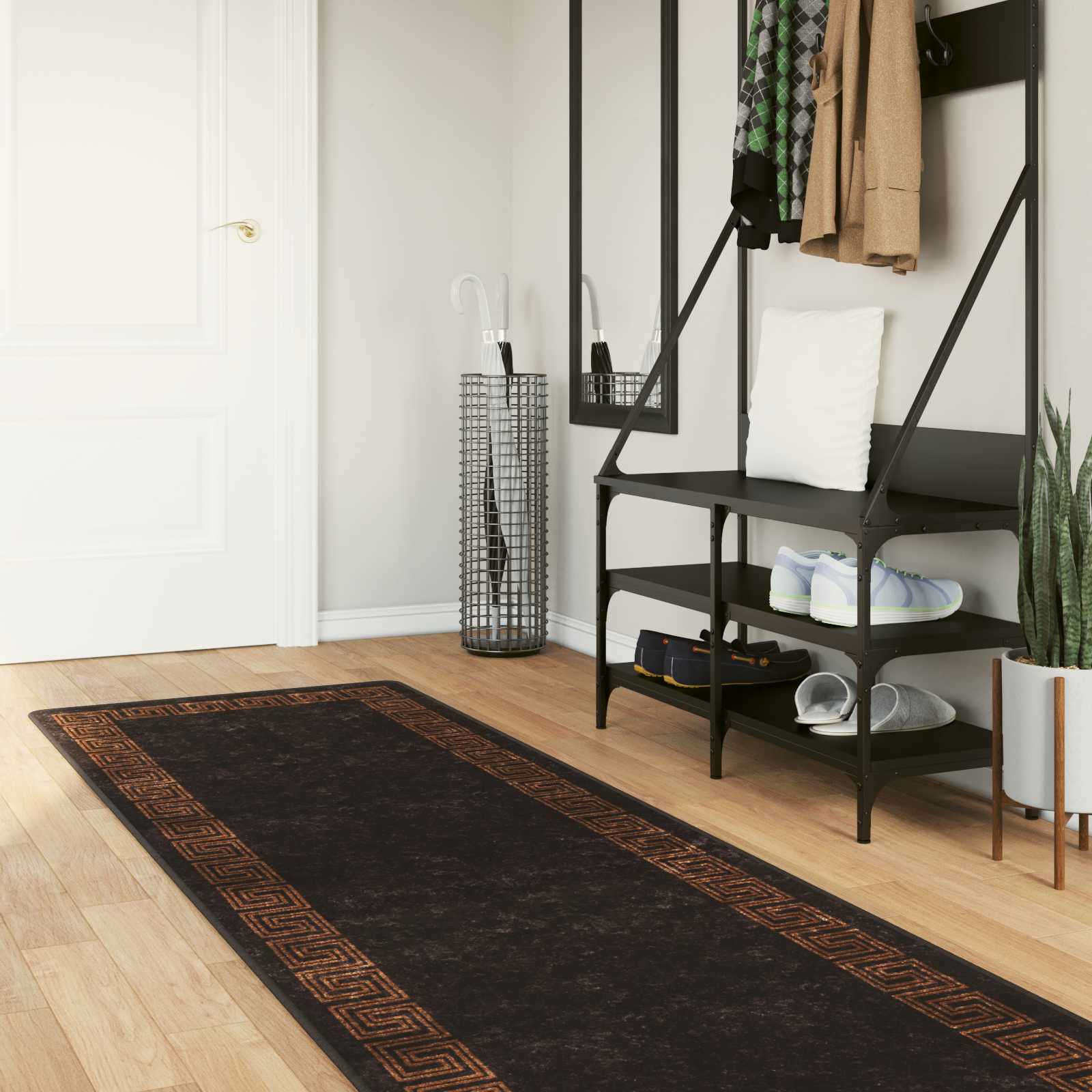 Teppichläufer MARSA Schwarz 100 x 250 cm Polyester und PVC