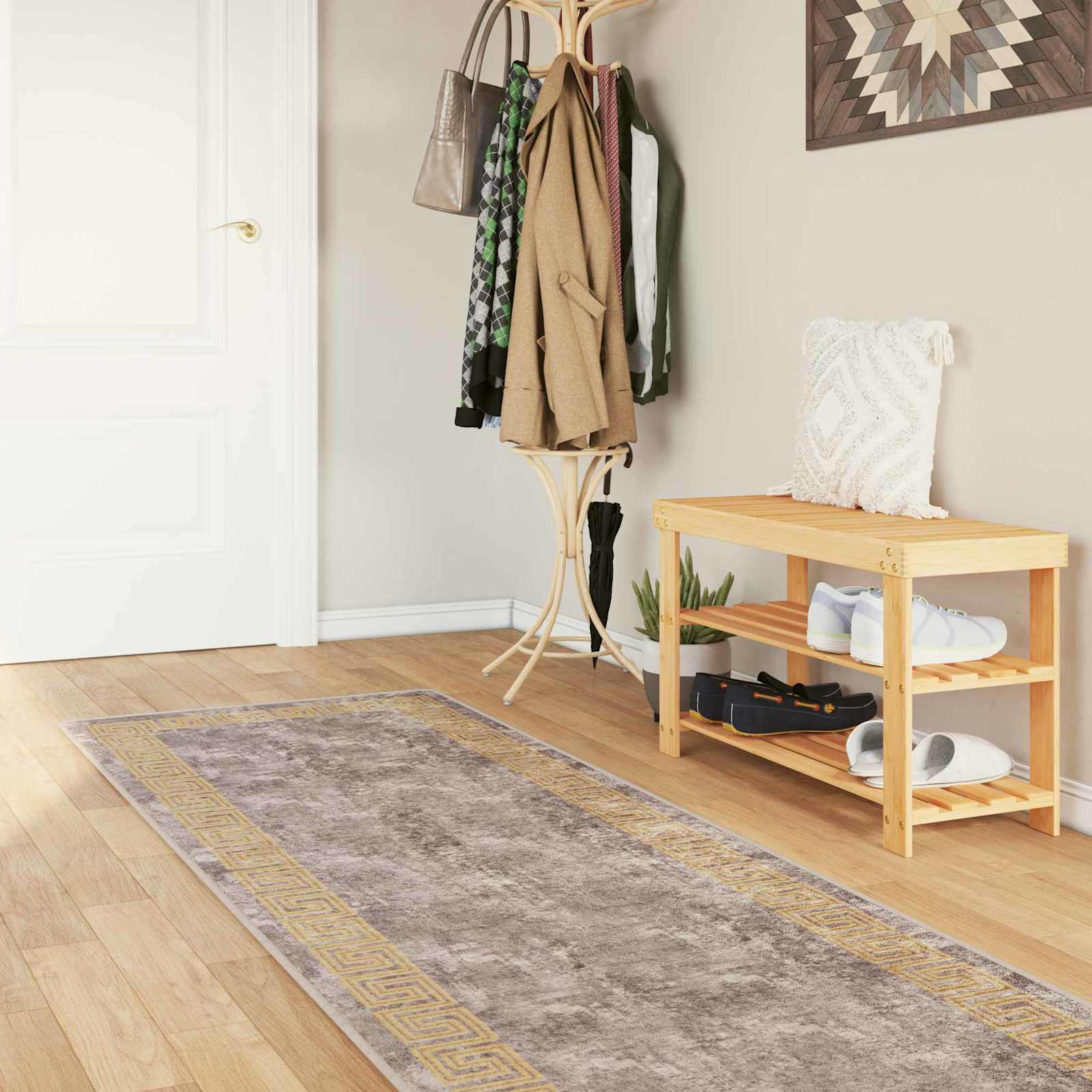 Teppichläufer MARSA Grau 80 x 450 cm Polyester und PVC