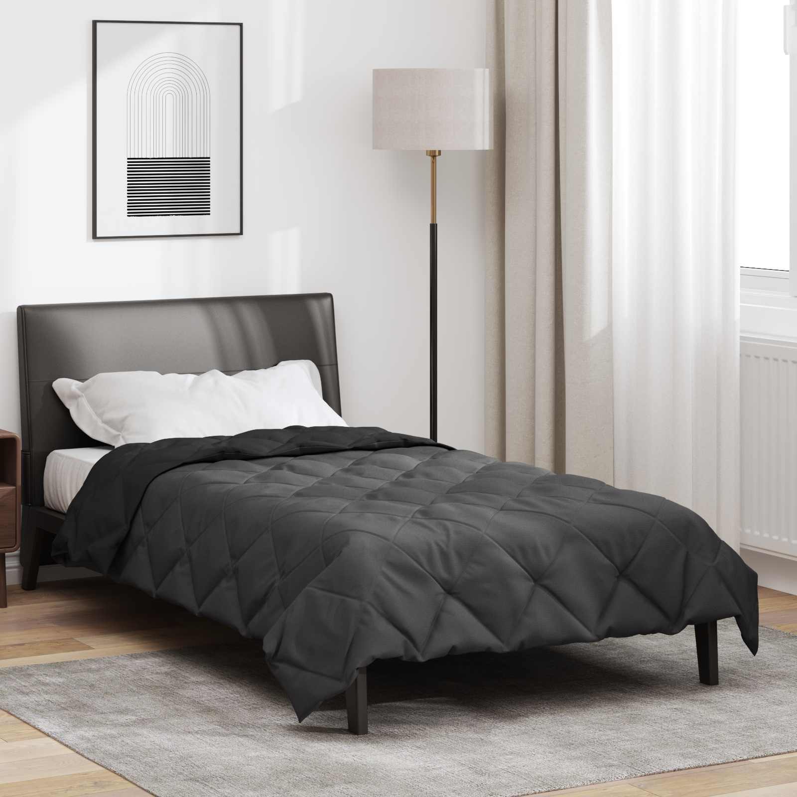 Sommerdecke 220 x 135 cm Sommer 200 gsm Schwarz und Anthrazit