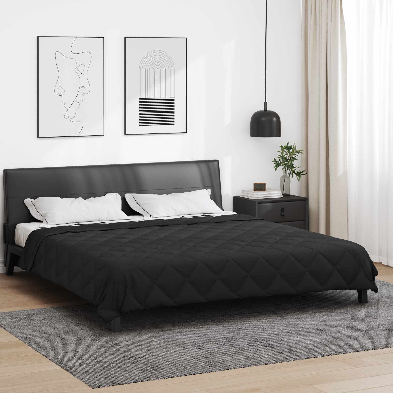 Ganzjahresbettdecke Schwarz 200 x 240 cm Microfiber