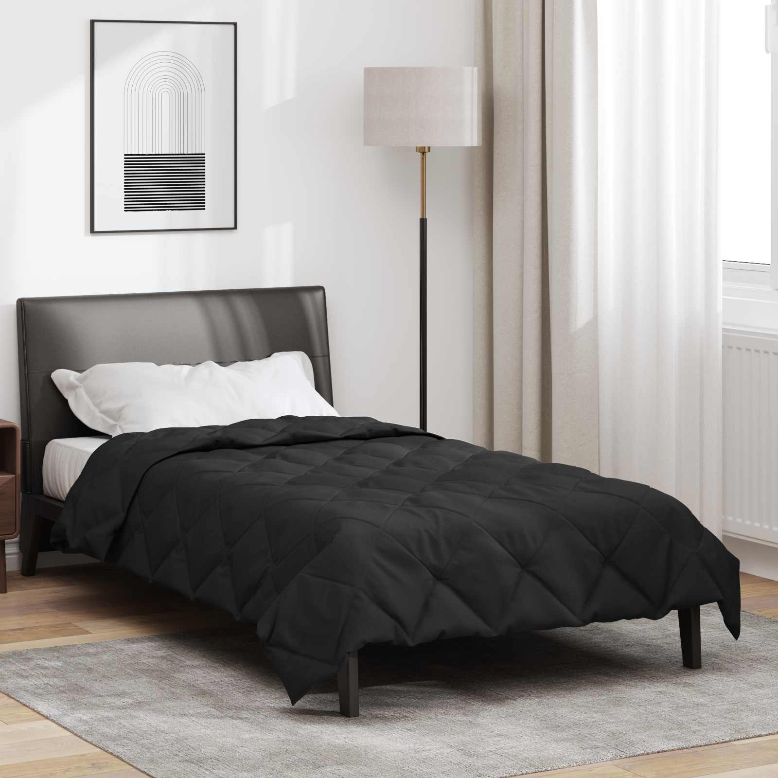 Ganzjahresbettdecke Schwarz 155 x 220 cm Microfiber