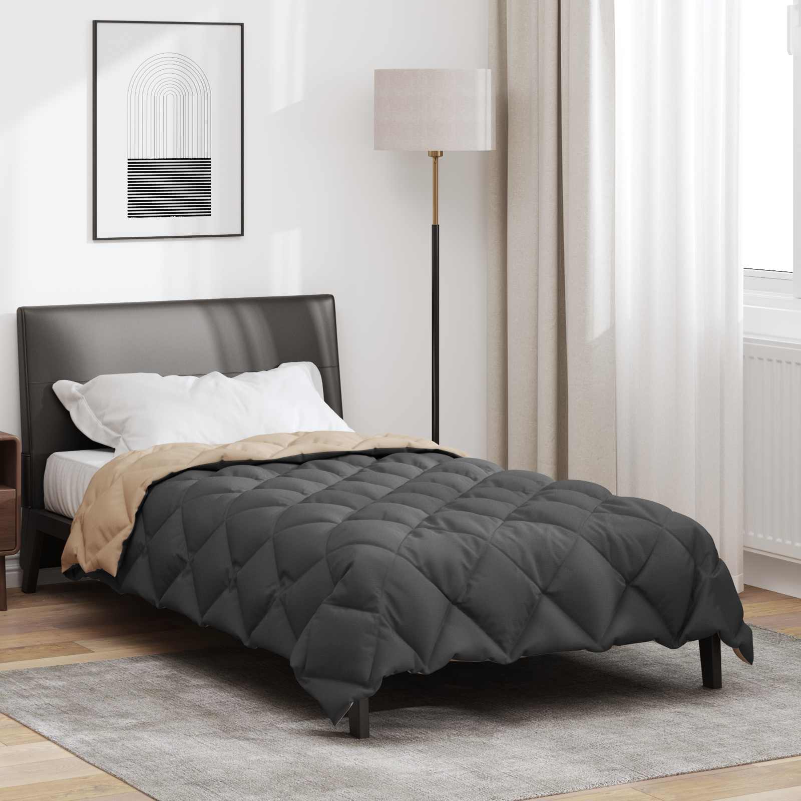 Winterbettdecke 135 x 200 cm 450 g/m² Anthrazit und Taupe