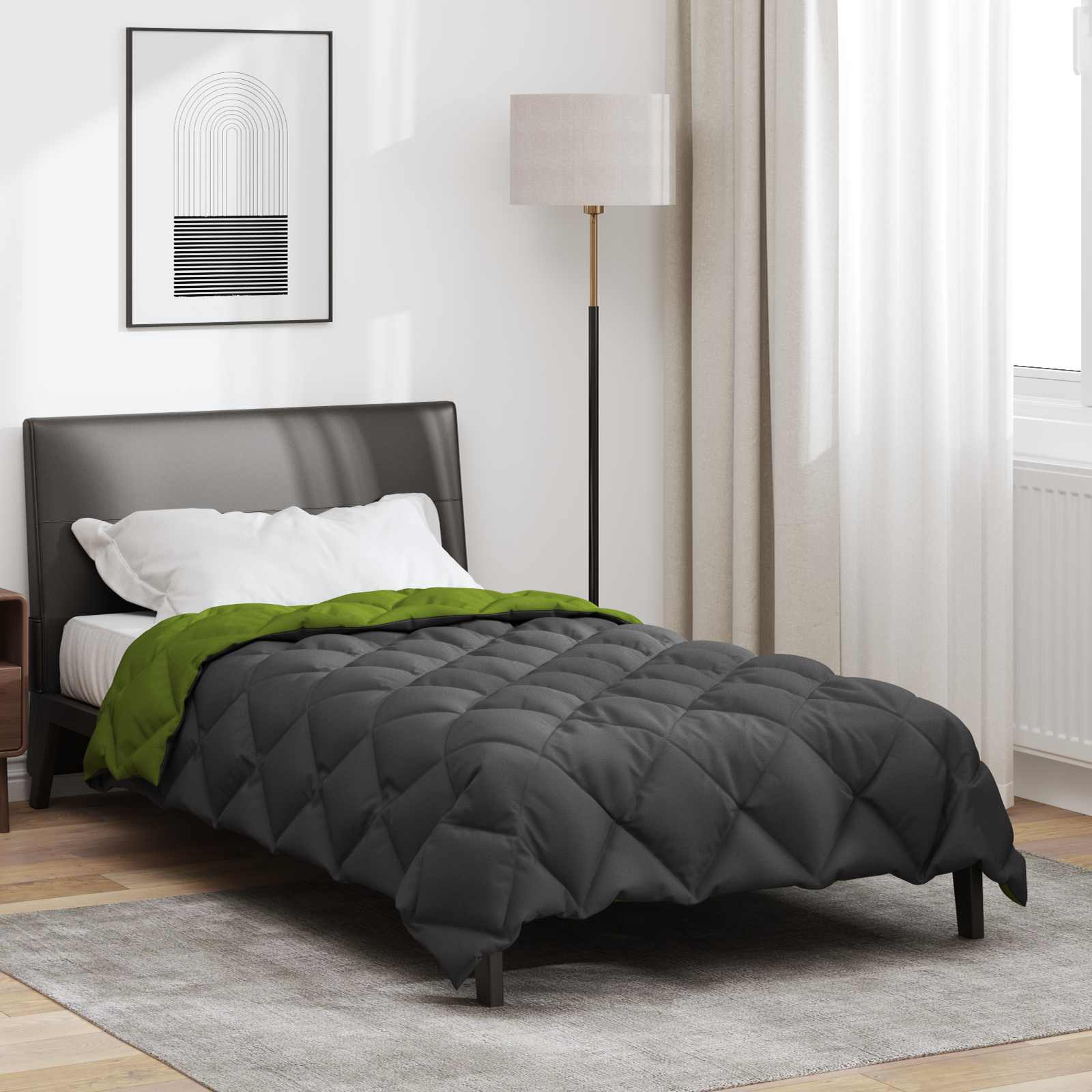 Winterbettdecke 140 x 200 cm 450 g/m² Grün und Anthrazit