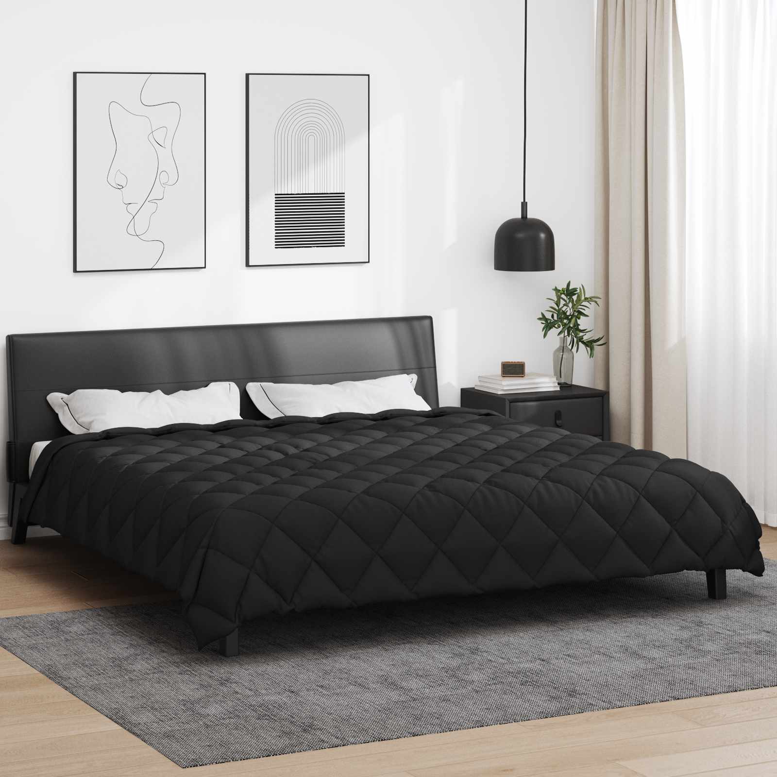 Winterbettdecke 220 x 260 cm 450 g/m² Schwarz