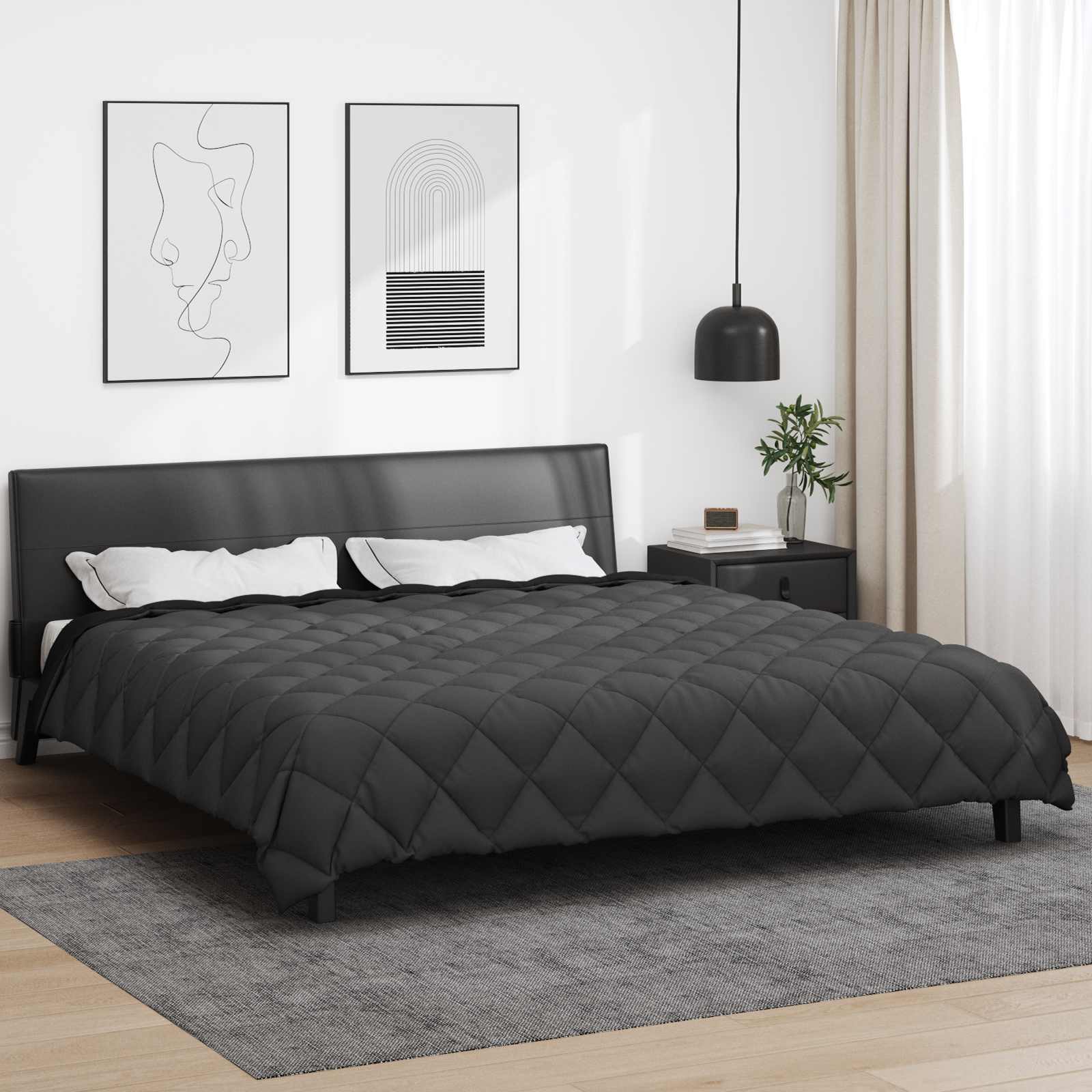 Winterbettdecke 200 x 240 cm 450 g/m² Schwarz und Anthrazit