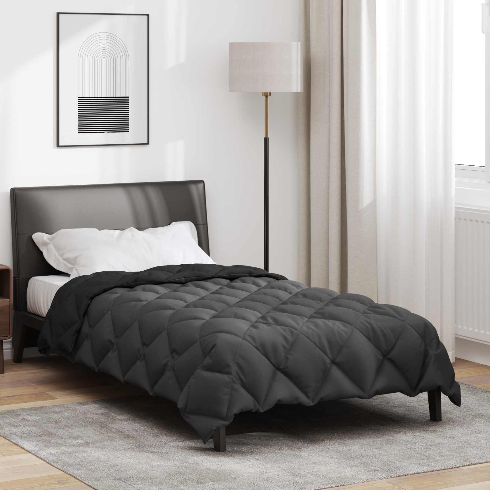 Winterbettdecke 135 x 220 cm 450 g/m² Schwarz und Anthrazit